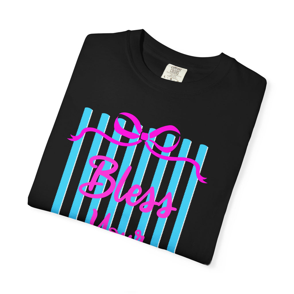 Bless Your Heart T-Shirt — Southern Phrase Graphic Tee (Pink & Blue Stripes)