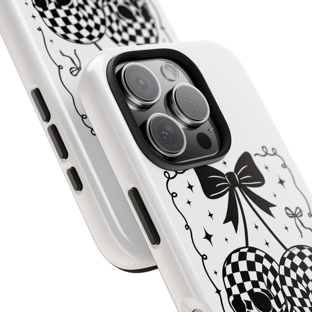Skull Bow Phone Case - Checkerboard Gothic Tough Phone Case