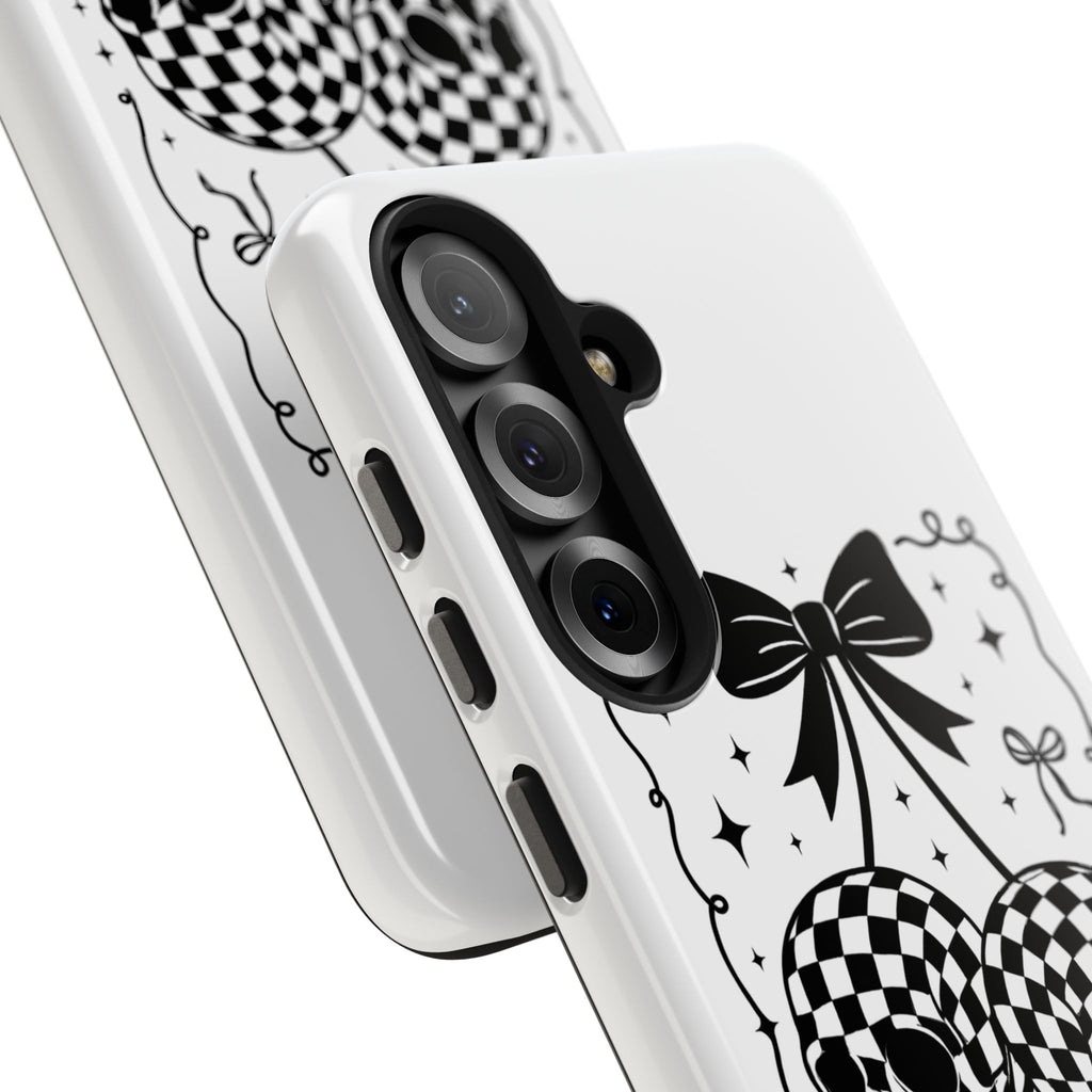 Skull Bow Phone Case - Checkerboard Gothic Tough Phone Case