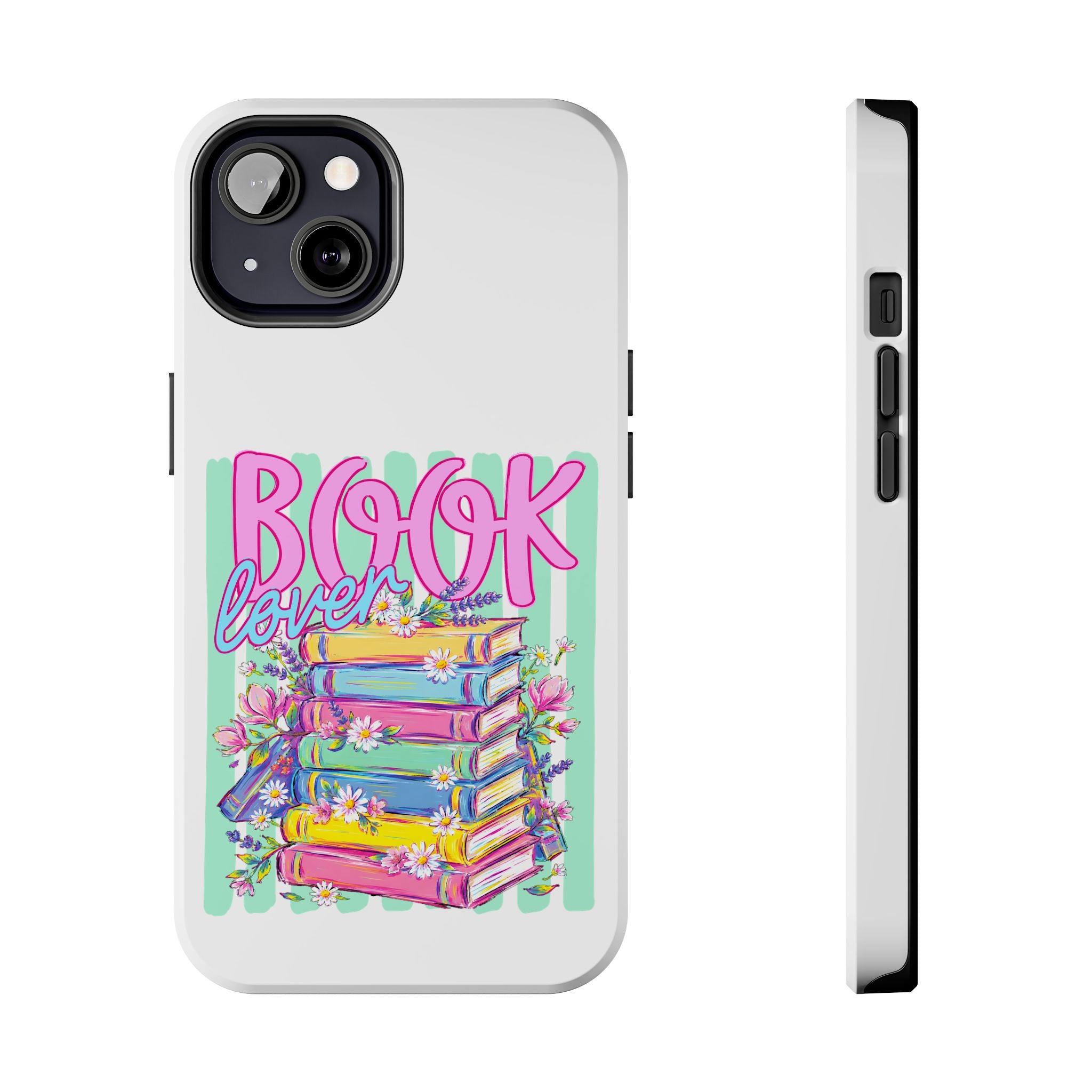 Book Lover Tough Phone Case — Colorful Stack of Books Floral Design