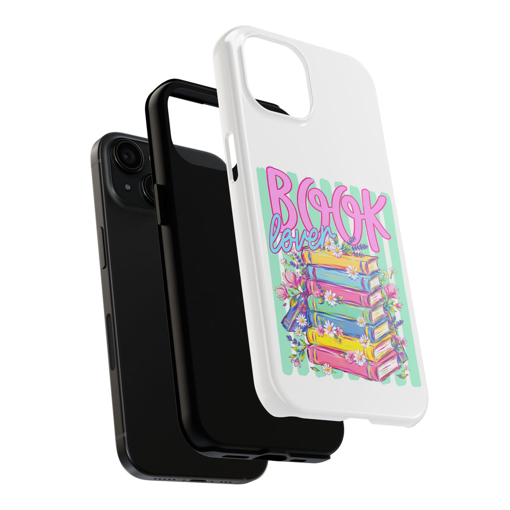 Book Lover Tough Phone Case — Colorful Stack of Books Floral Design