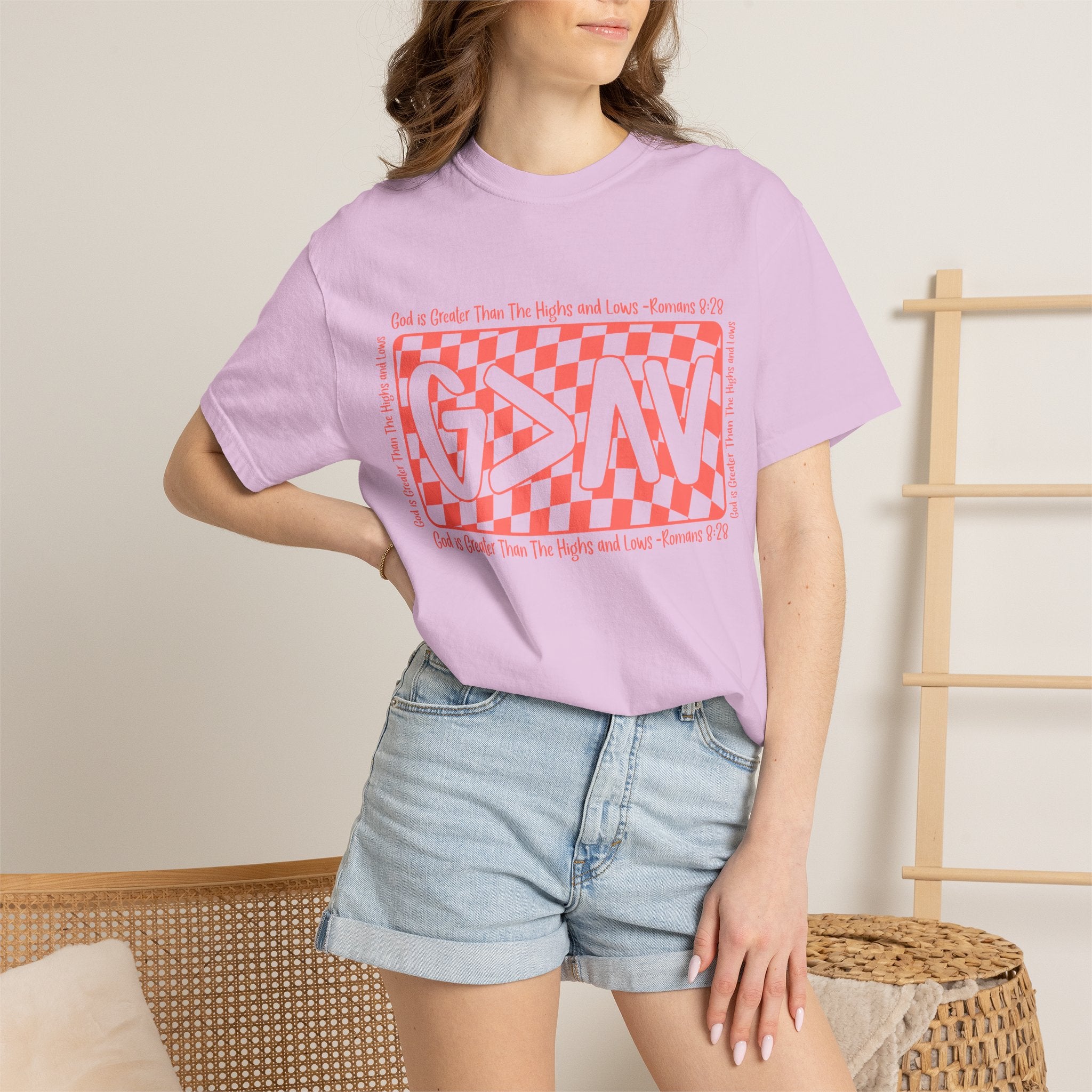 Grateful Dead Vibes Checkerboard Graphic T‑Shirt — 'G?AV' Retro Band Tee