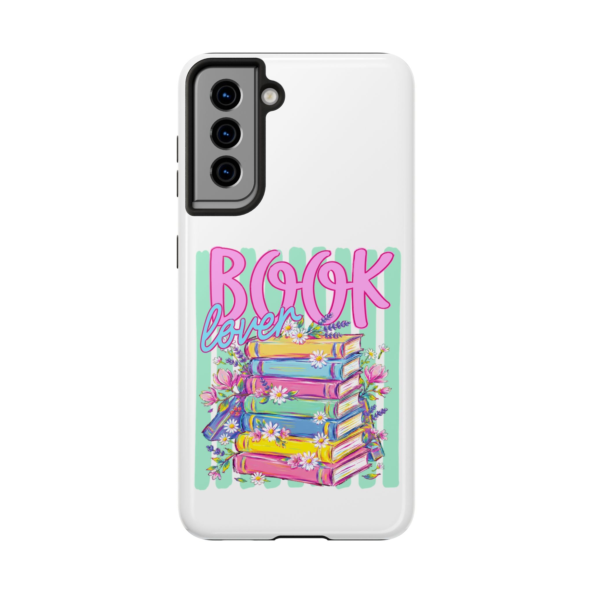 Book Lover Tough Phone Case — Colorful Stack of Books Floral Design