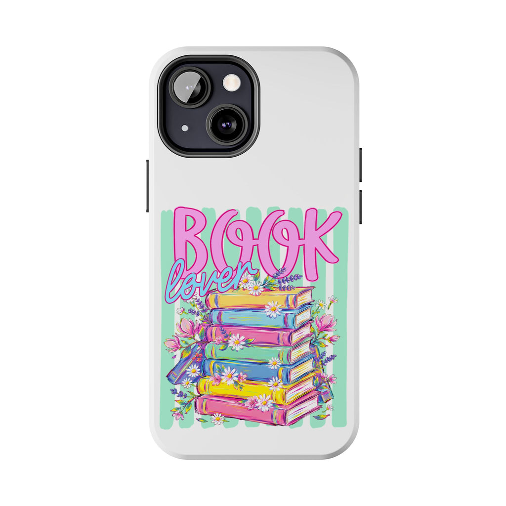 Book Lover Tough Phone Case — Colorful Stack of Books Floral Design