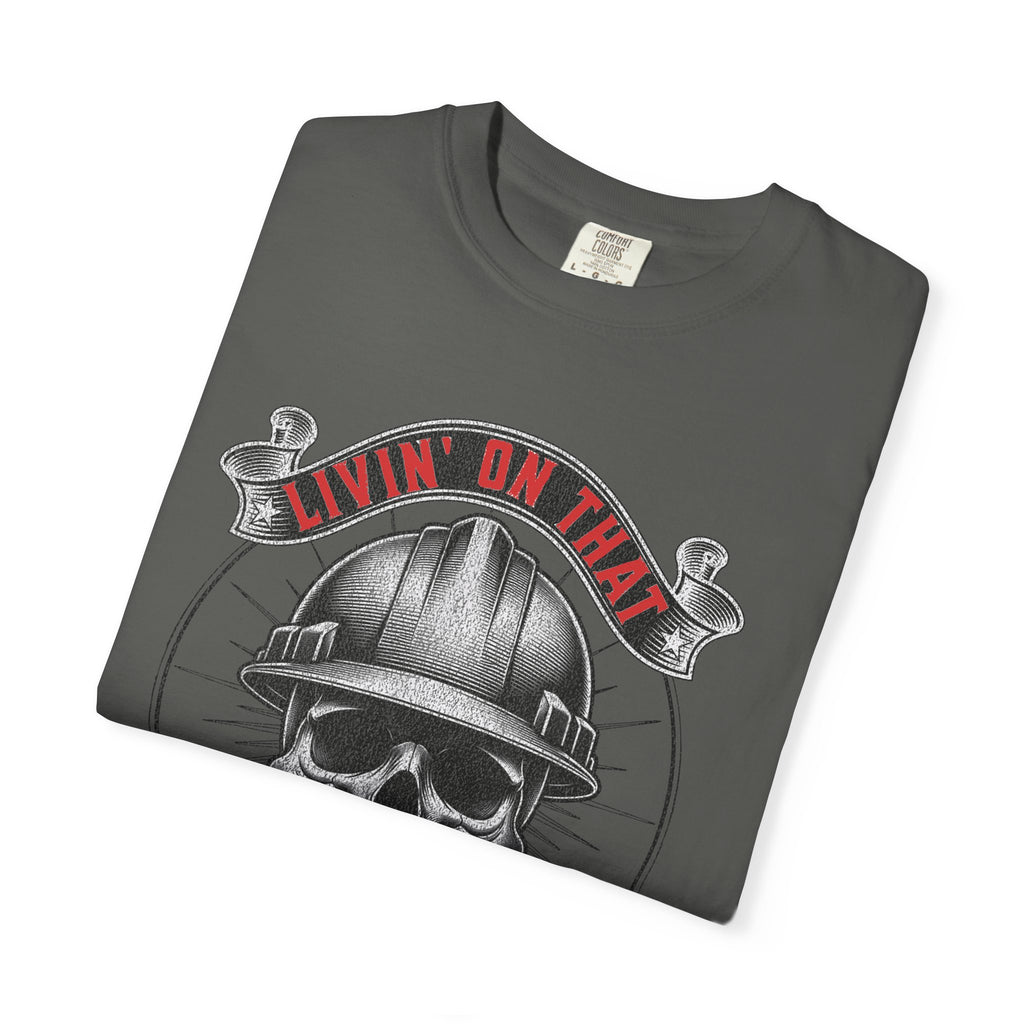Skull Miner T-Shirt — 'Livin' On That Coal Dust' Vintage Workwear Tee