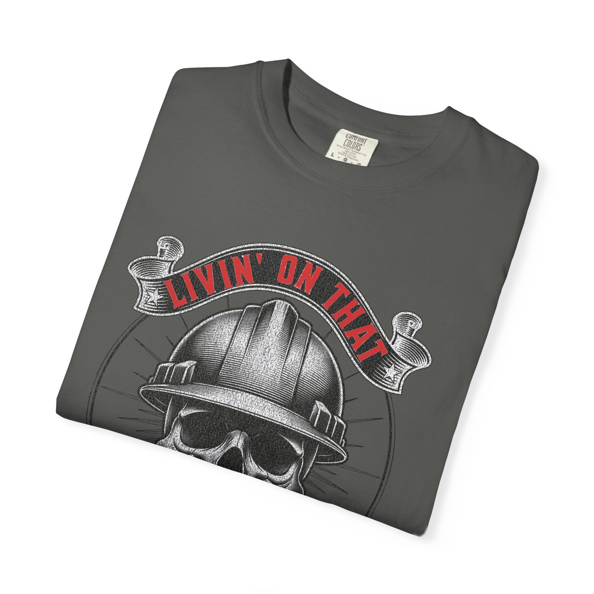 Skull Miner T-Shirt — 'Livin' On That Coal Dust' Vintage Workwear Tee