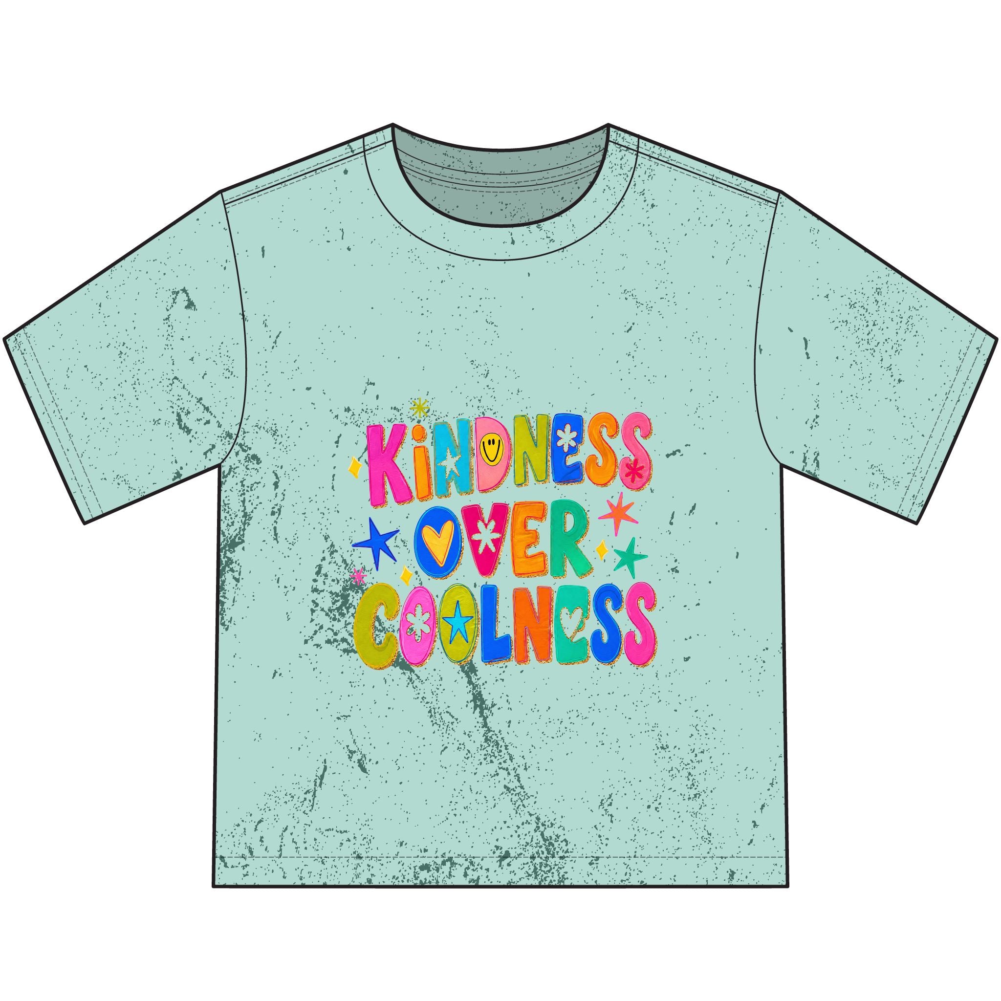 Kindness Over Coolness Youth T‑Shirt — Colorful Retro Kids Tee