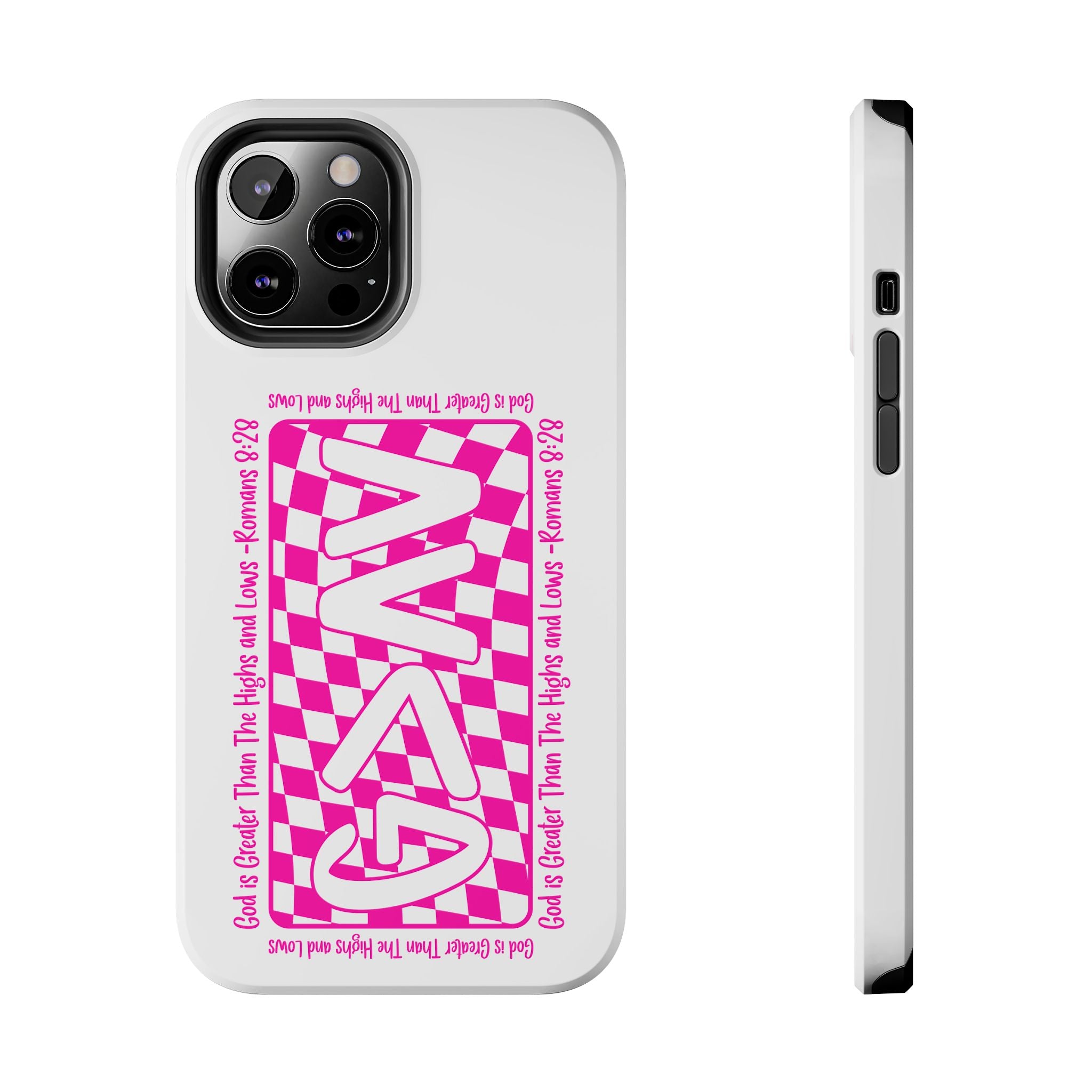 Pink Checker 'GAY' Tough Phone Case — Bold Pride Protective Cover