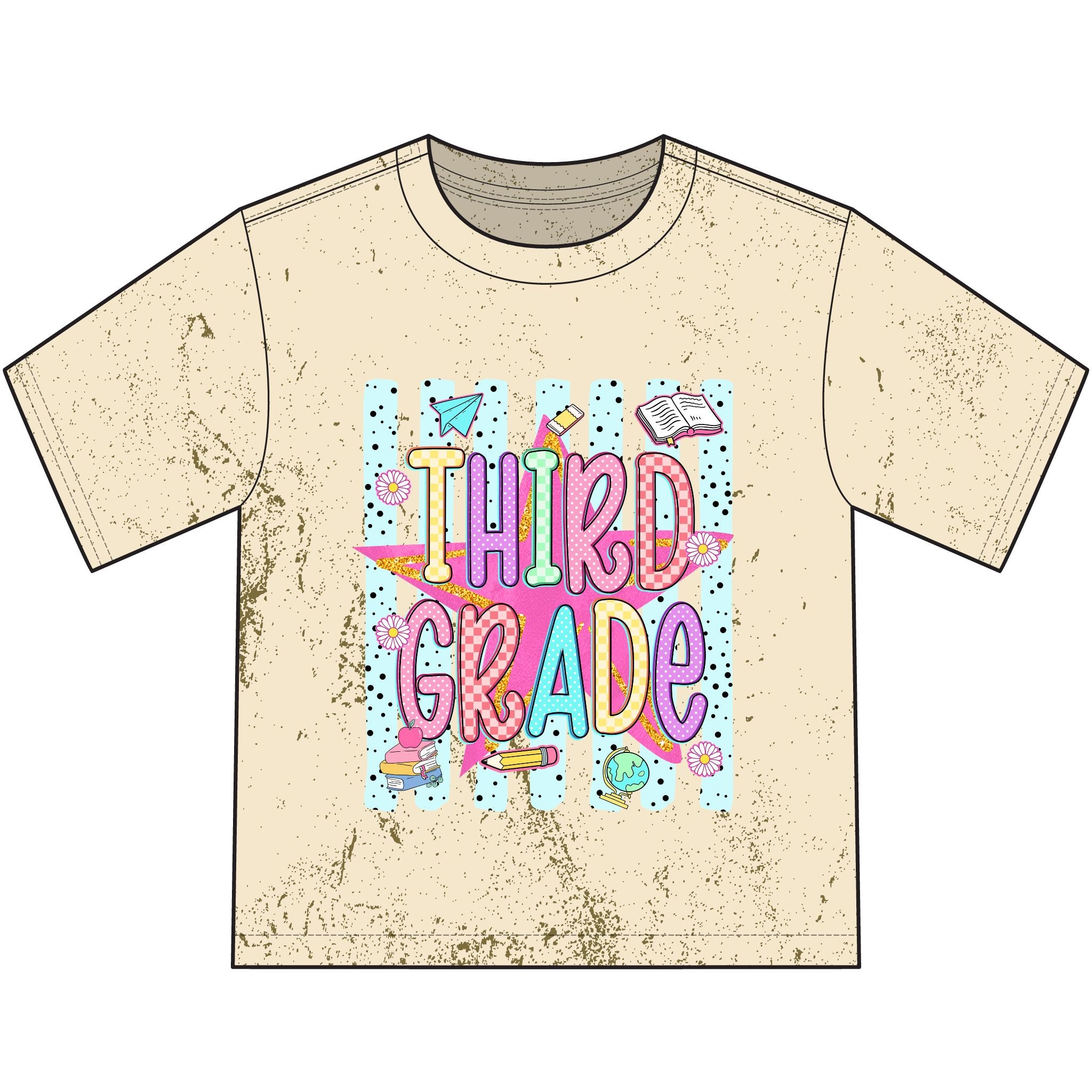 Third Grade Color Splash Youth T‑Shirt — Back-to-School Cute Classroom Tee