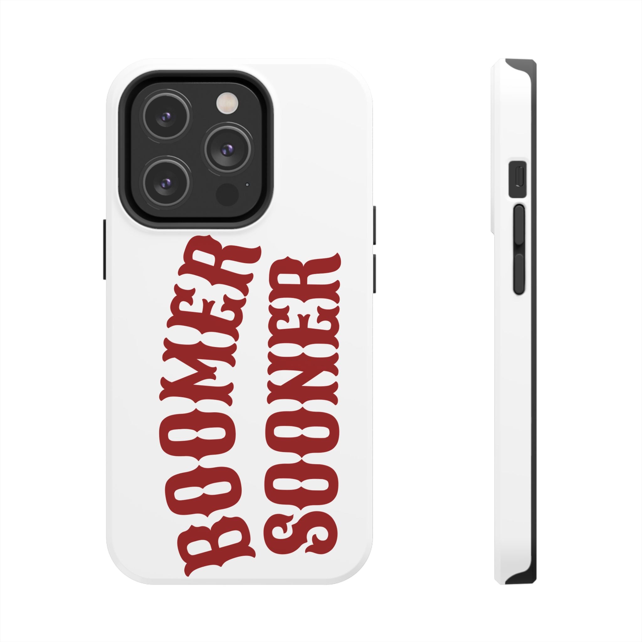 Boomer Sooner Tough Phone Case — Oklahoma Crimson Retro Text Protective Cover