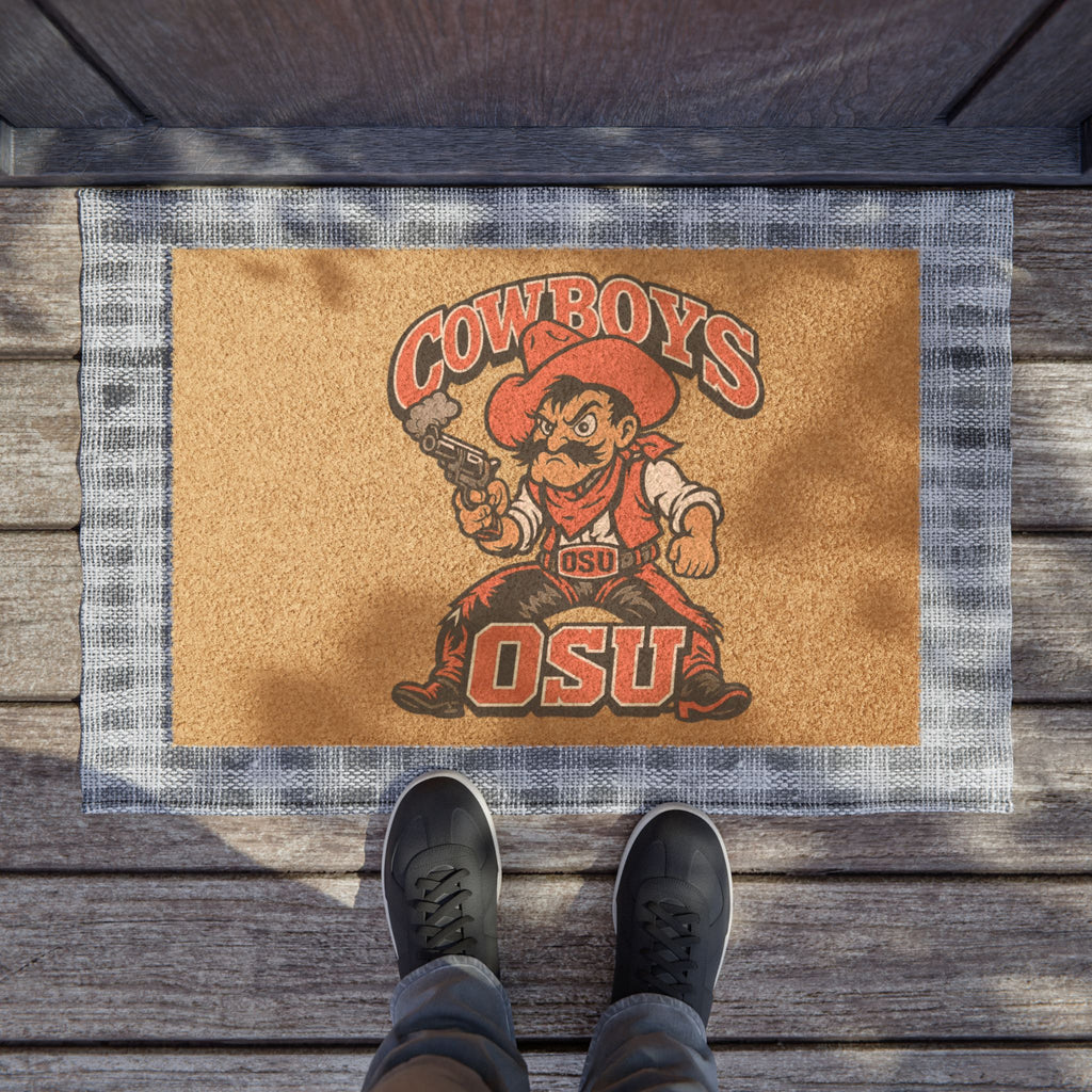 OSU Cowboys Doormat — Rustic Cowboy Mascot Welcome Mat