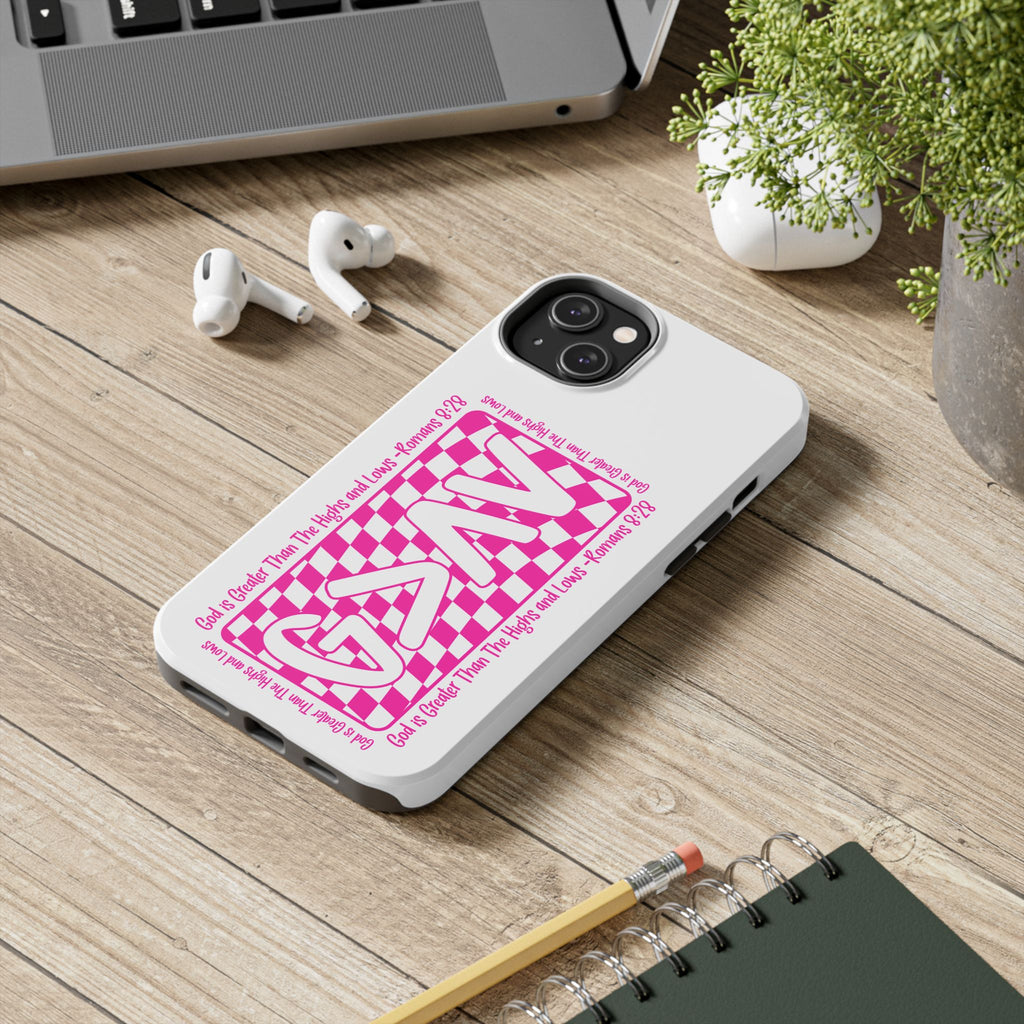 Pink Checker 'GAY' Tough Phone Case — Bold Pride Protective Cover