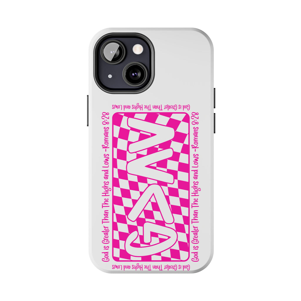 Pink Checker 'GAY' Tough Phone Case — Bold Pride Protective Cover