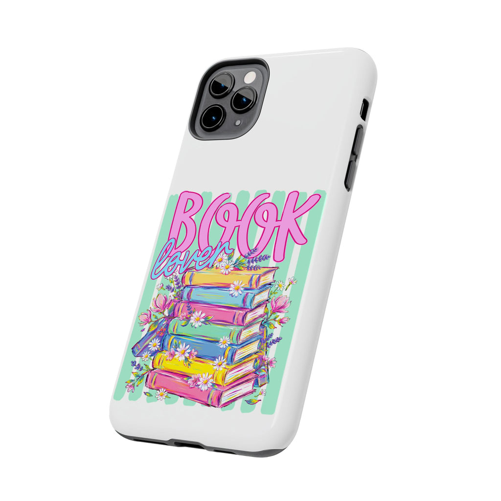 Book Lover Tough Phone Case — Colorful Stack of Books Floral Design