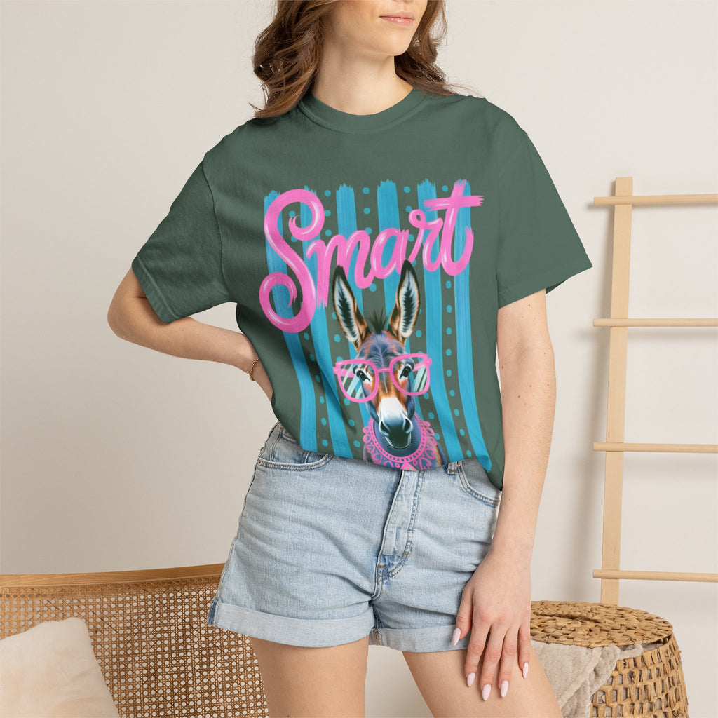 Smart Donkey Graphic T-Shirt — Retro Striped Funny Animal Tee