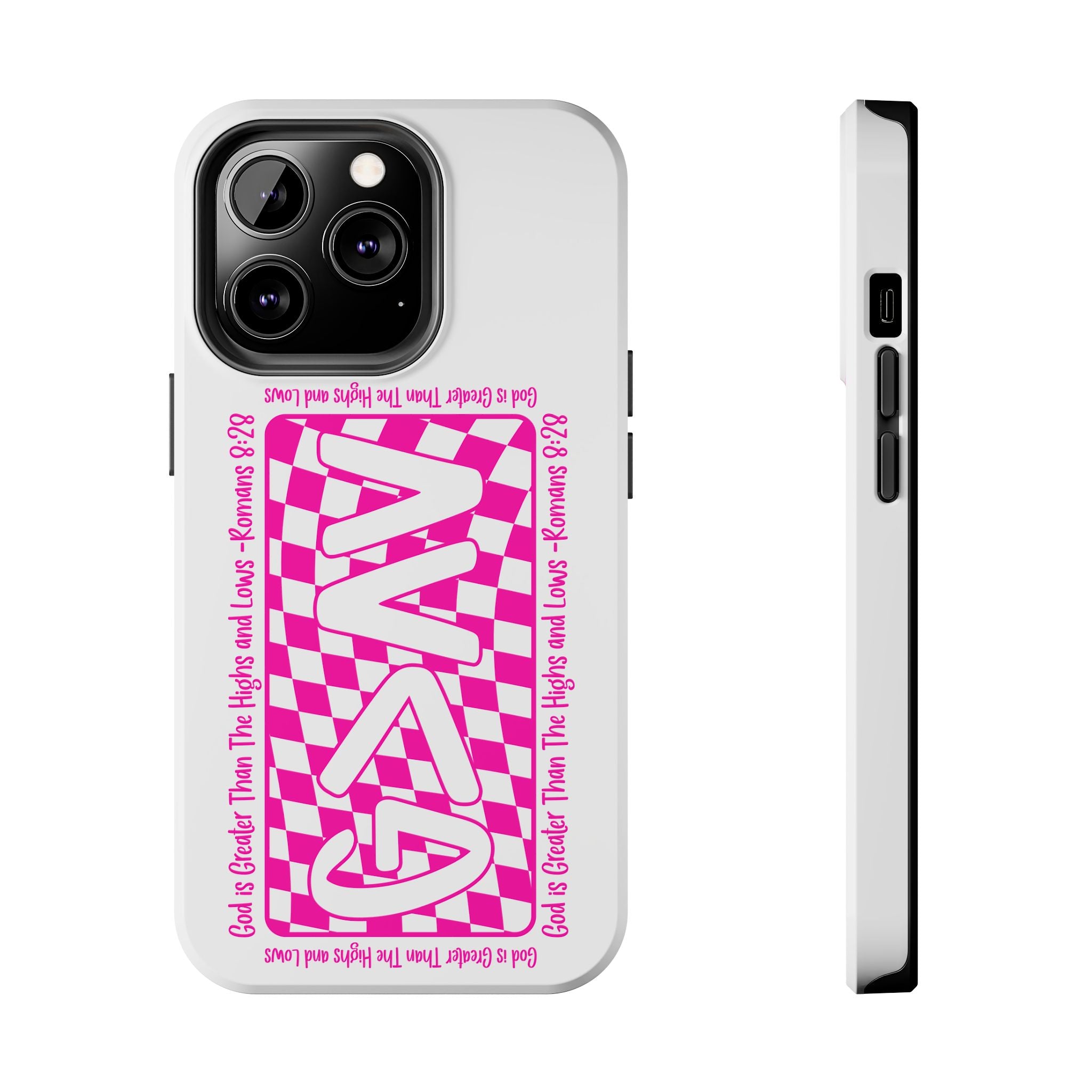 Pink Checker 'GAY' Tough Phone Case — Bold Pride Protective Cover