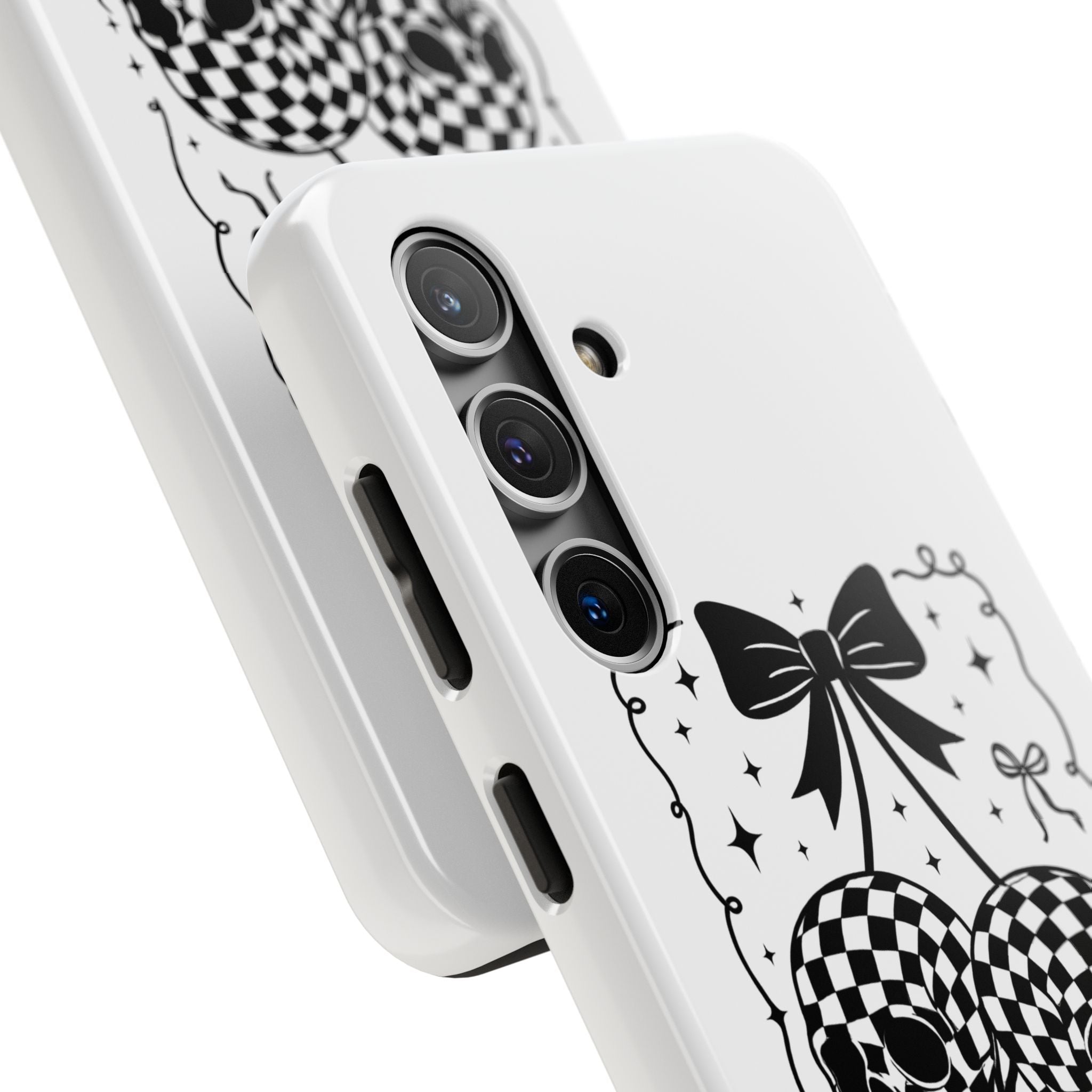 Skull Bow Phone Case - Checkerboard Gothic Tough Phone Case