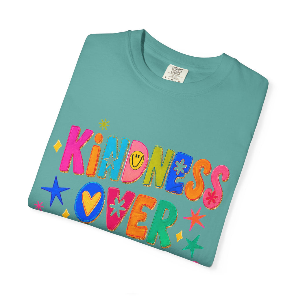Kindness Over Coolness Graphic T-Shirt — Colorful Positive Message Tee