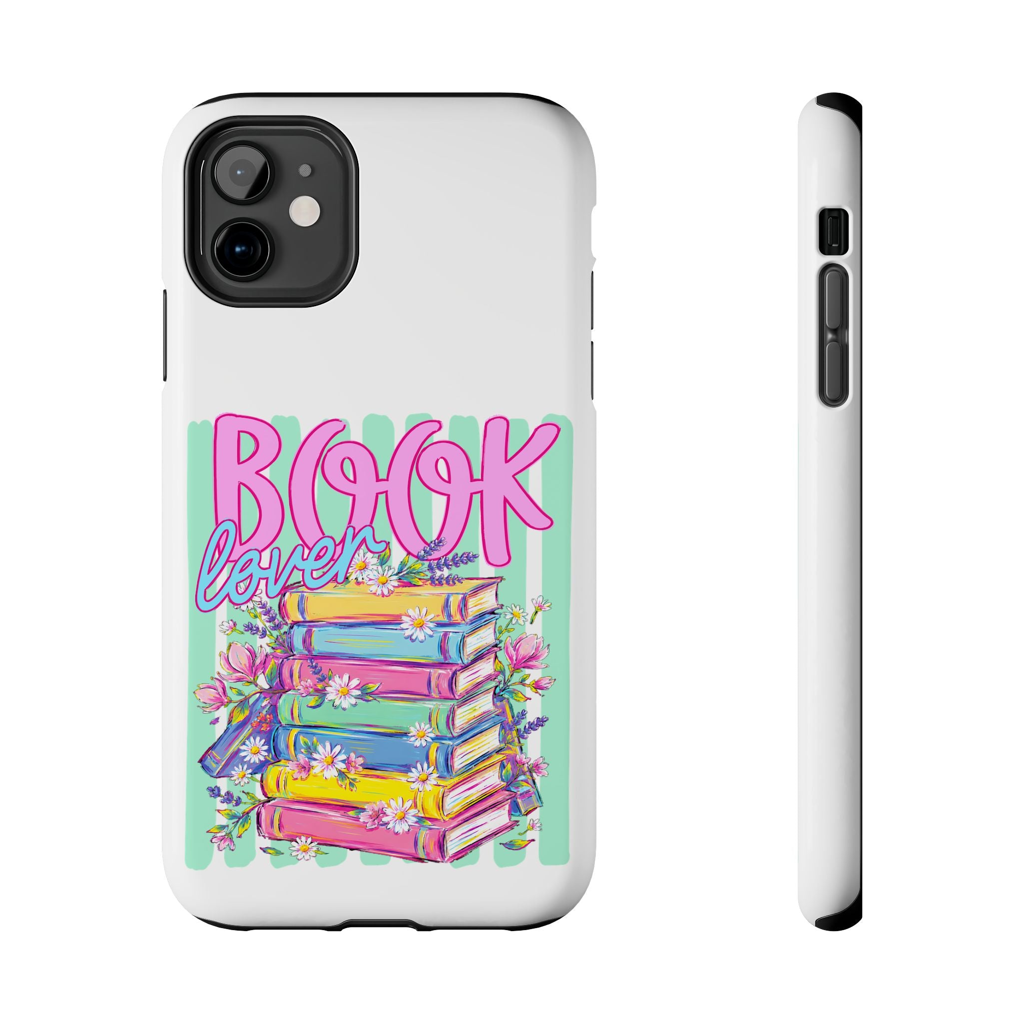 Book Lover Tough Phone Case — Colorful Stack of Books Floral Design