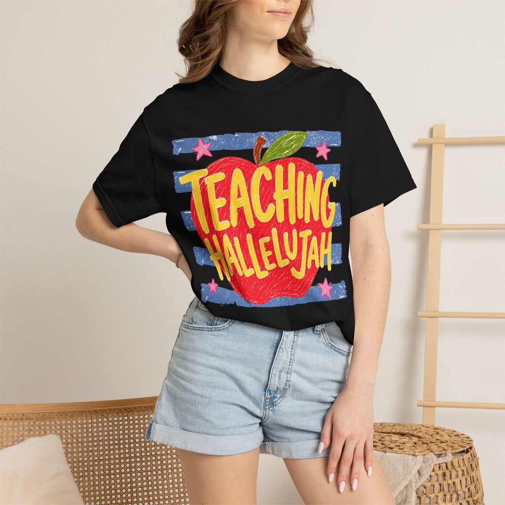 Teaching Hallelujah Teacher T-Shirt — Apple Graphic Back-to-School Gift