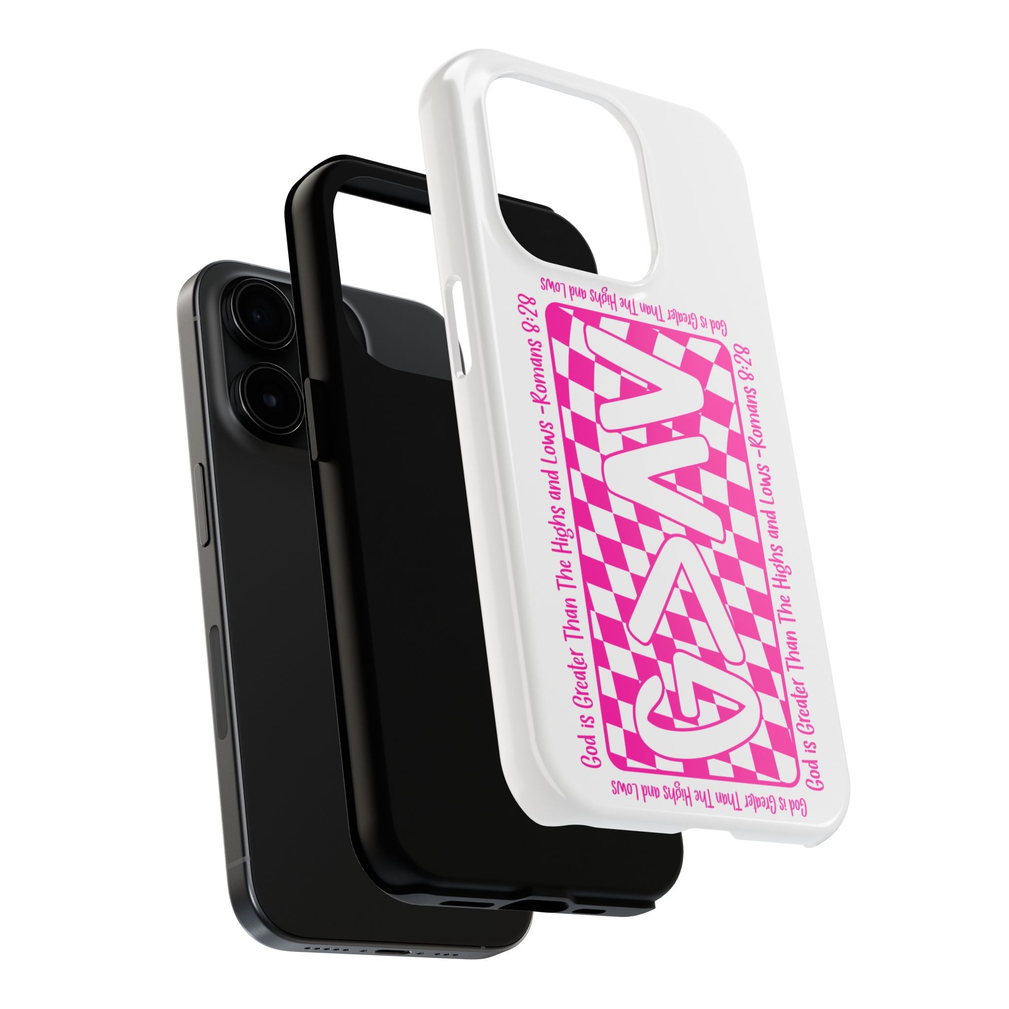 Pink Checker 'GAY' Tough Phone Case — Bold Pride Protective Cover