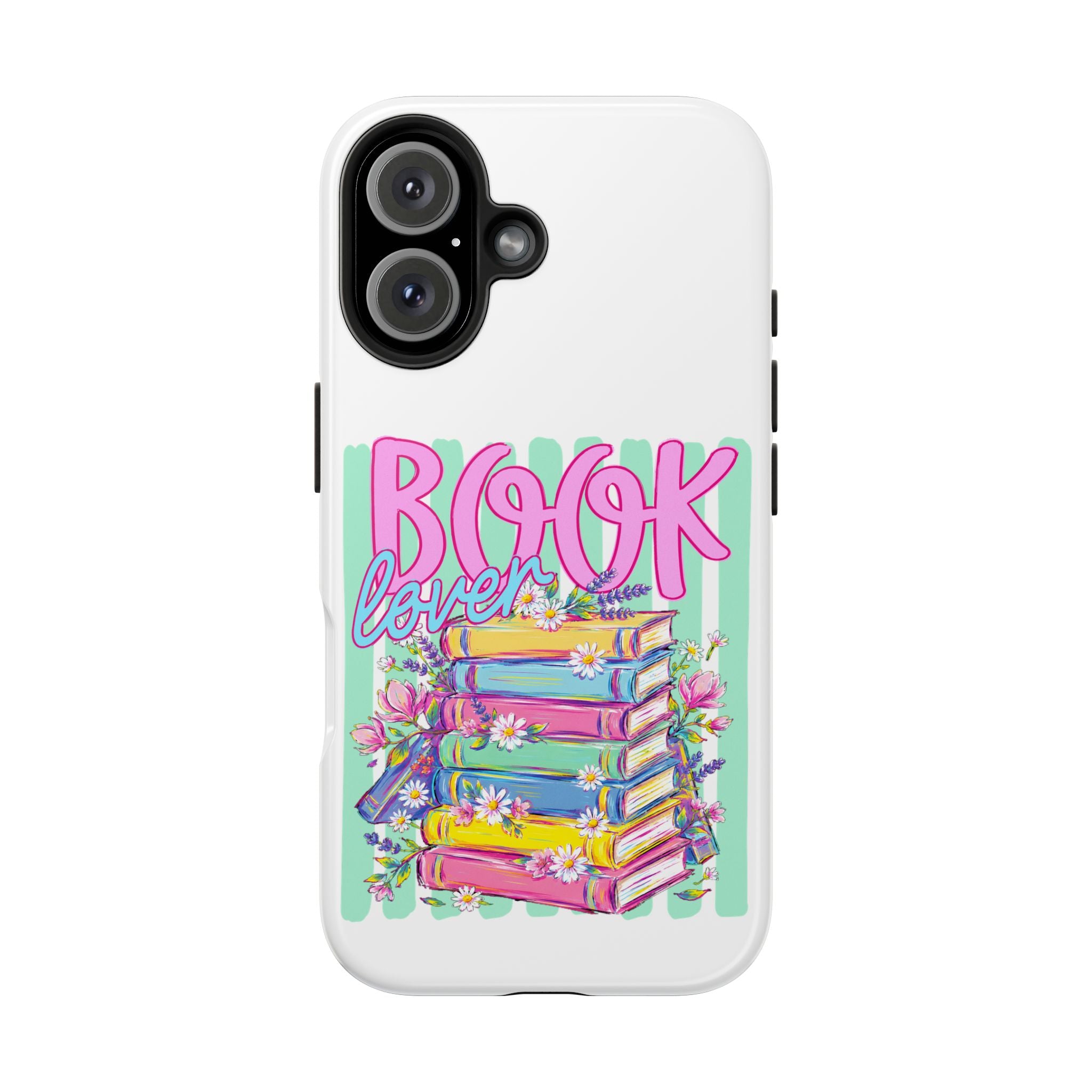 Book Lover Tough Phone Case — Colorful Stack of Books Floral Design
