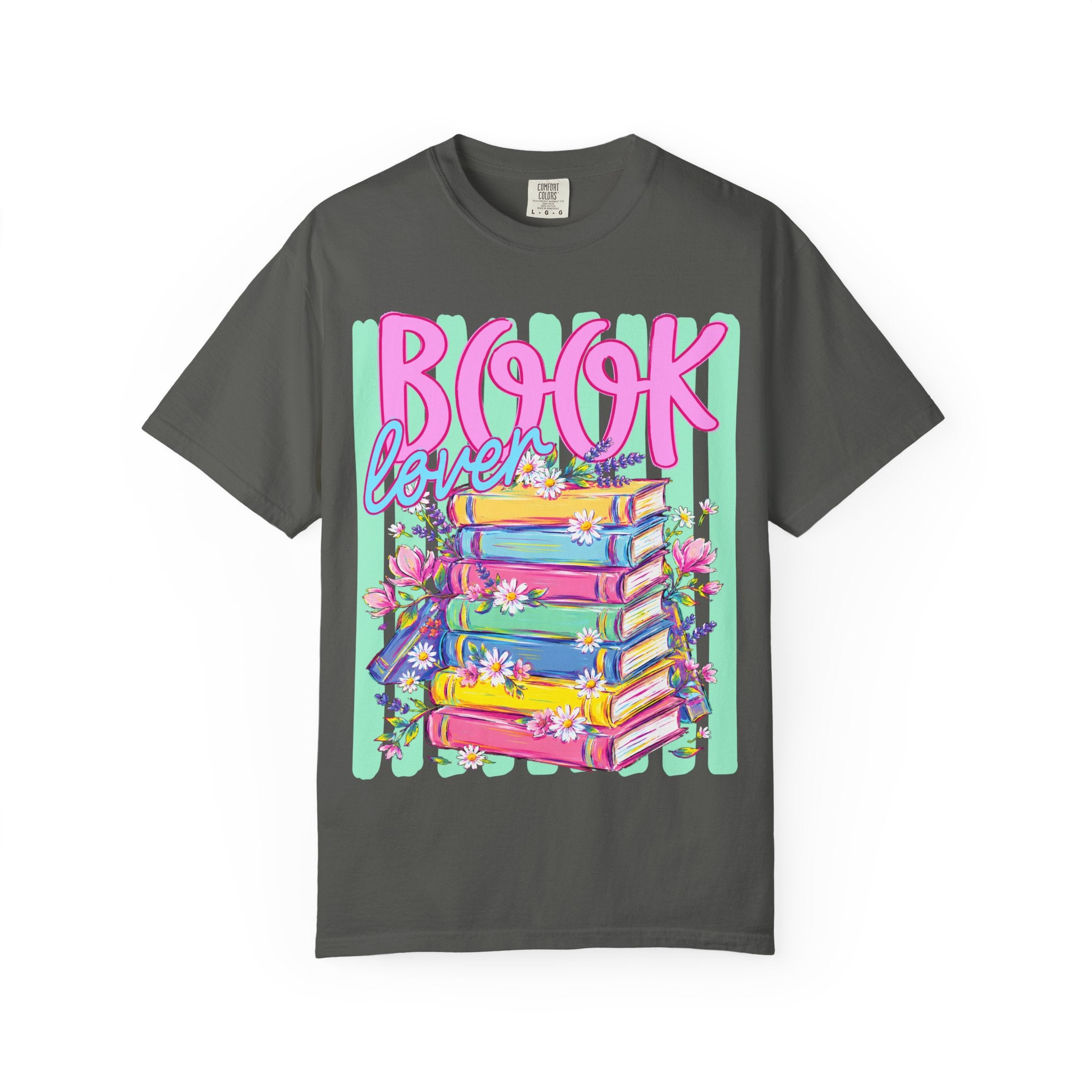 Book Lover T-Shirt — Colorful Stack of Books Graphic Tee
