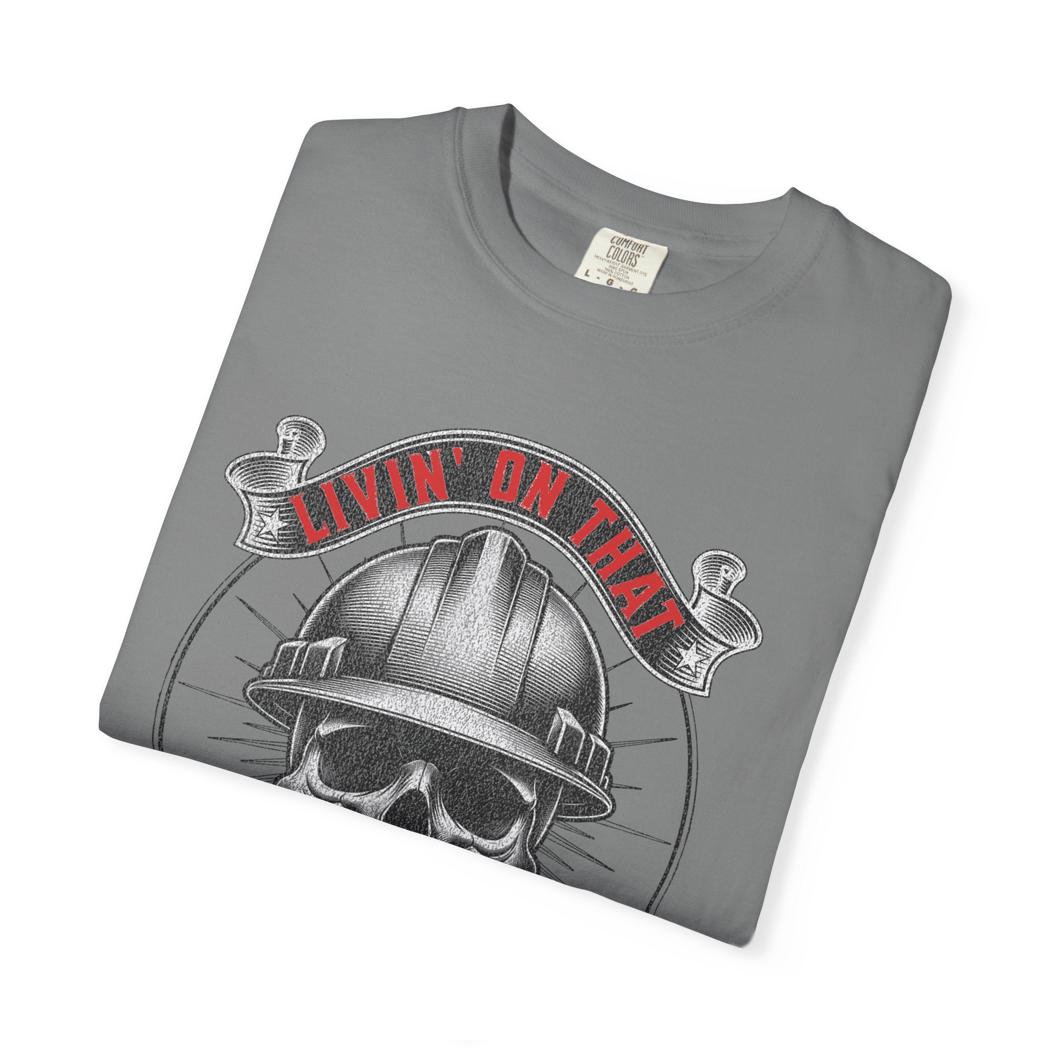 Skull Miner T-Shirt — 'Livin' On That Coal Dust' Vintage Workwear Tee