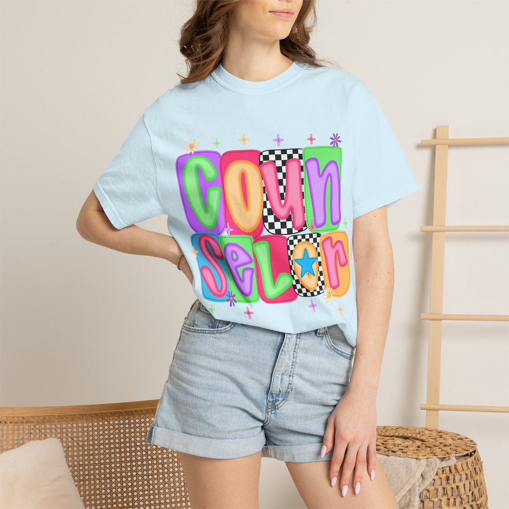 Counselor Graphic T-Shirt — Retro Colorful 'Counselor' Camp & Summer Staff Tee