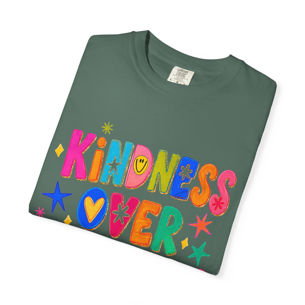 Kindness Over Coolness Graphic T-Shirt — Colorful Positive Message Tee