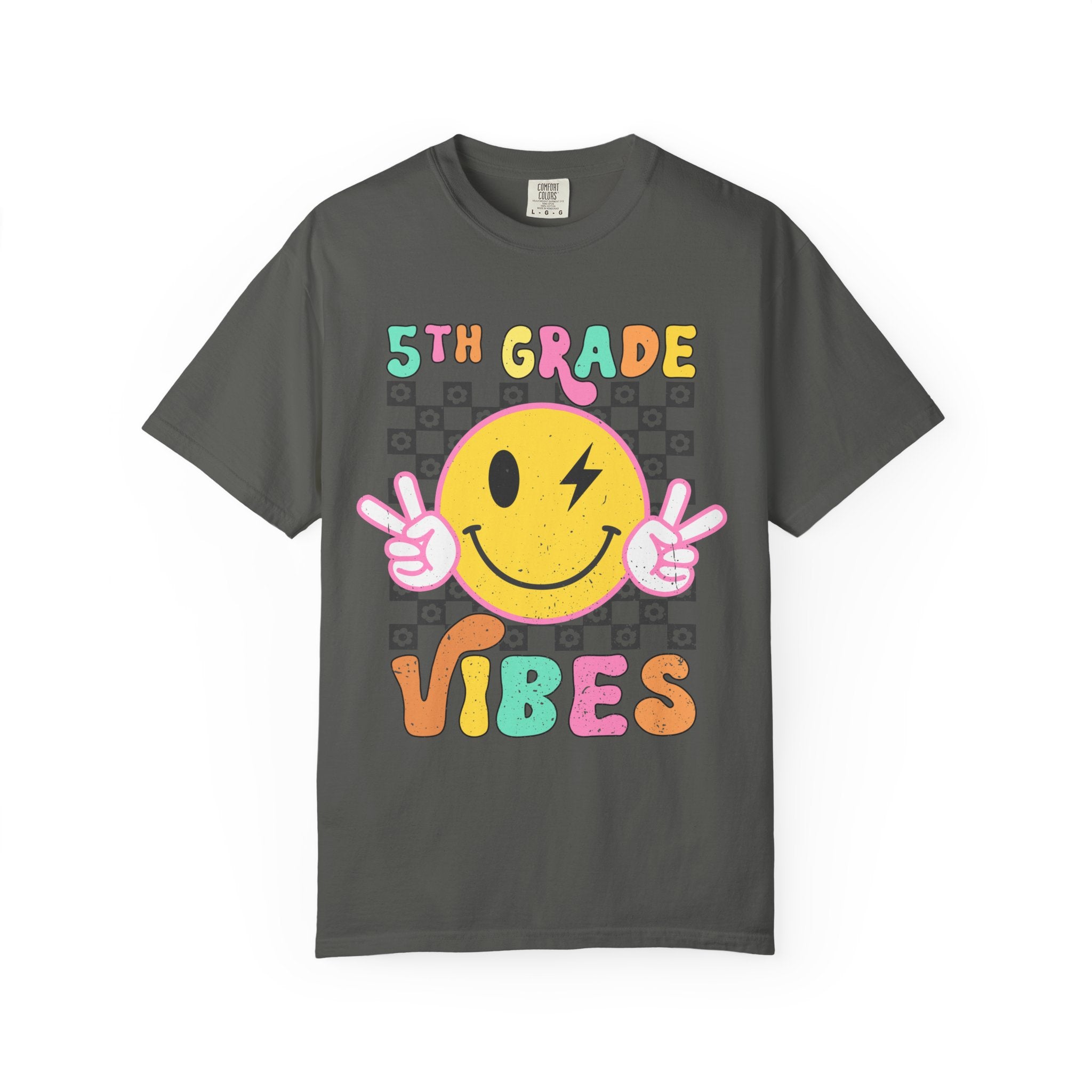 5th Grade Vibes T-Shirt — Retro Smiley Peace School Tee
