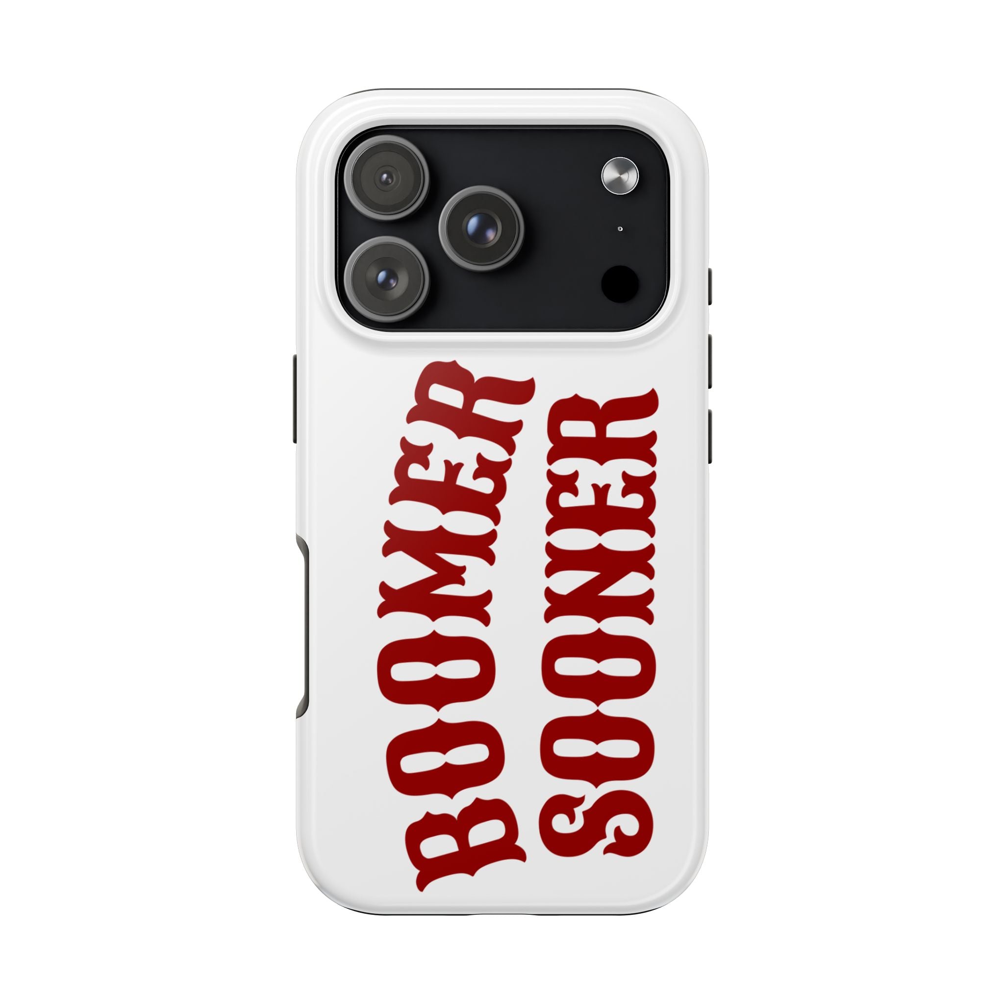 Boomer Sooner Tough Phone Case — Oklahoma Crimson Retro Text Protective Cover