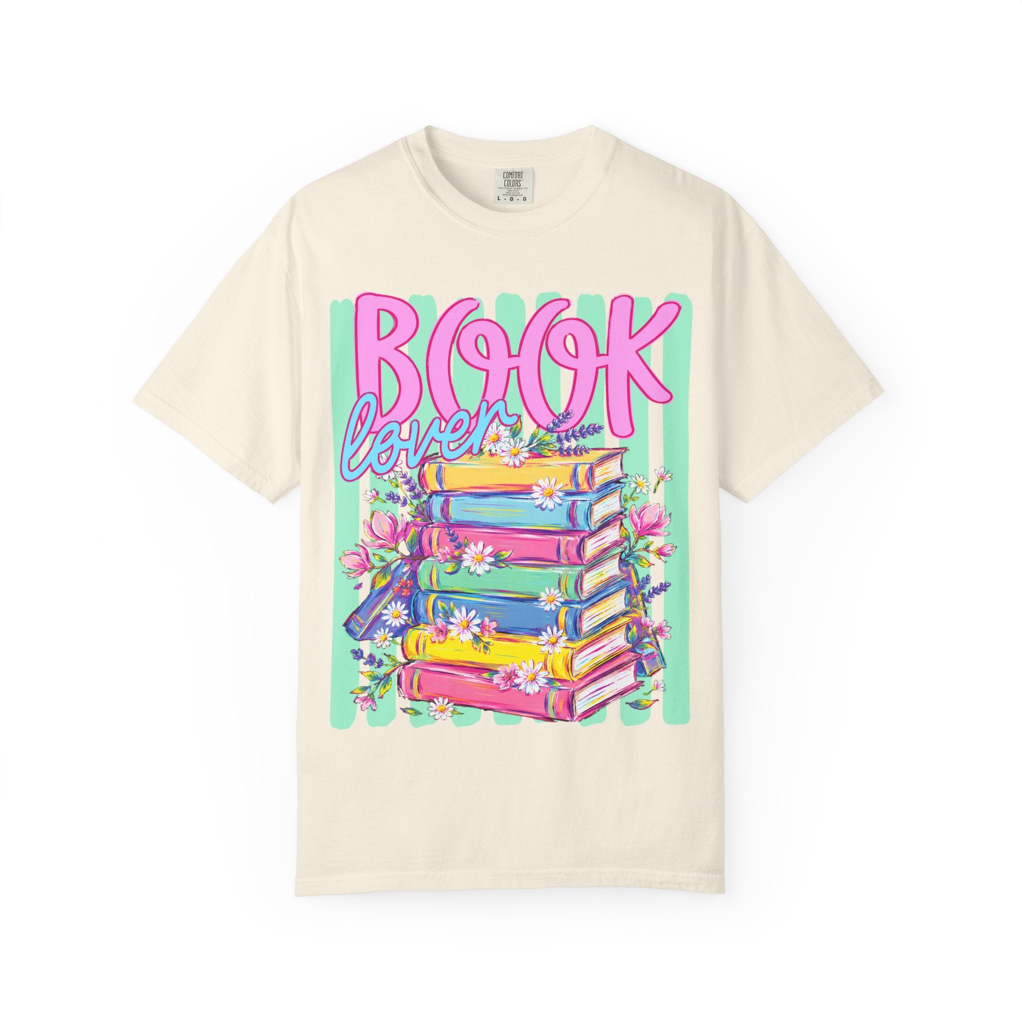 Book Lover T-Shirt — Colorful Stack of Books Graphic Tee