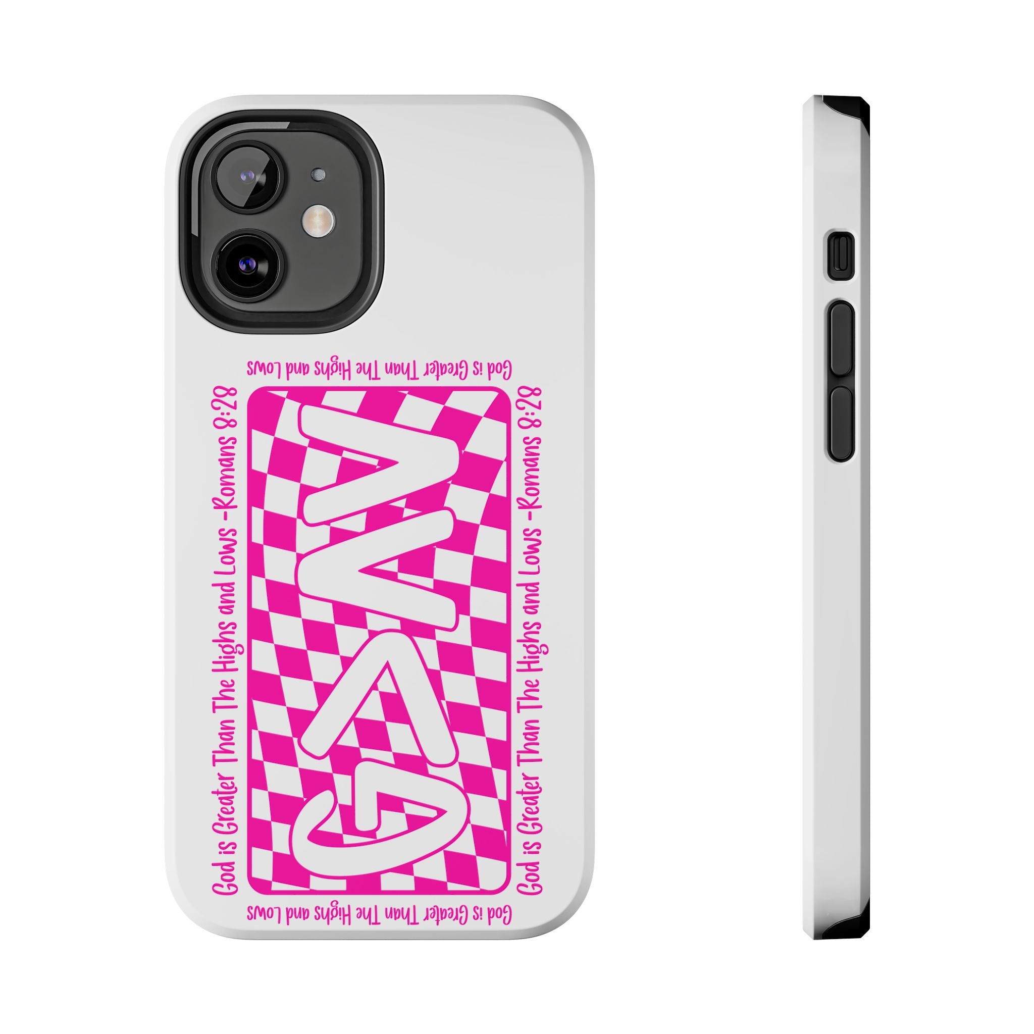 Pink Checker 'GAY' Tough Phone Case — Bold Pride Protective Cover