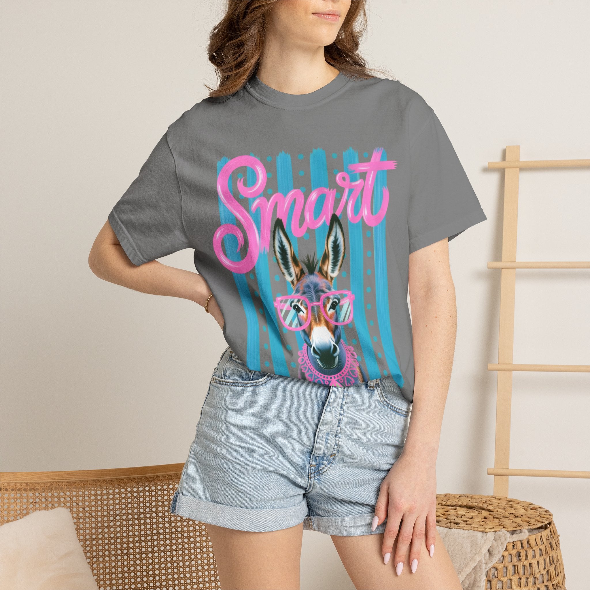 Smart Donkey Graphic T-Shirt — Retro Striped Funny Animal Tee
