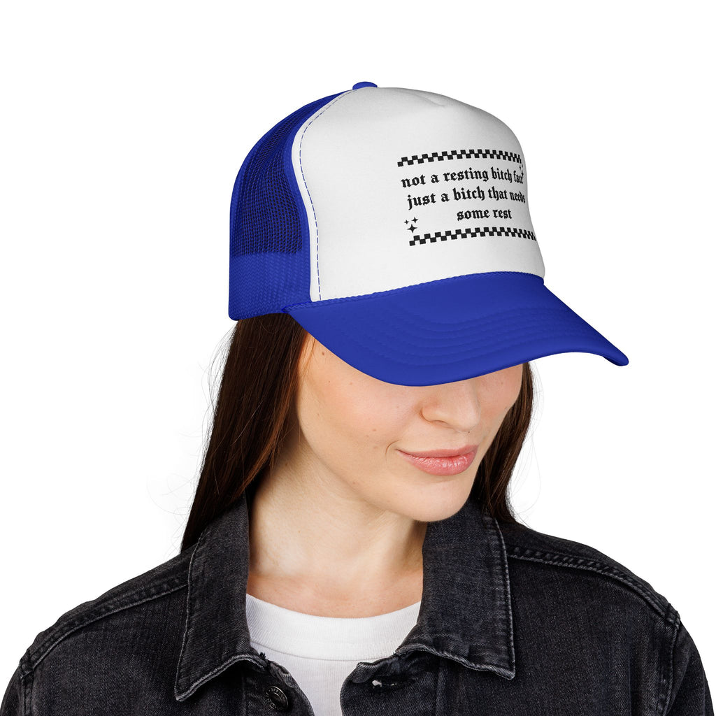 Trucker Hat — "Not a resting bitch face, just a bitch that needs some rest" (Funny Statement Cap)