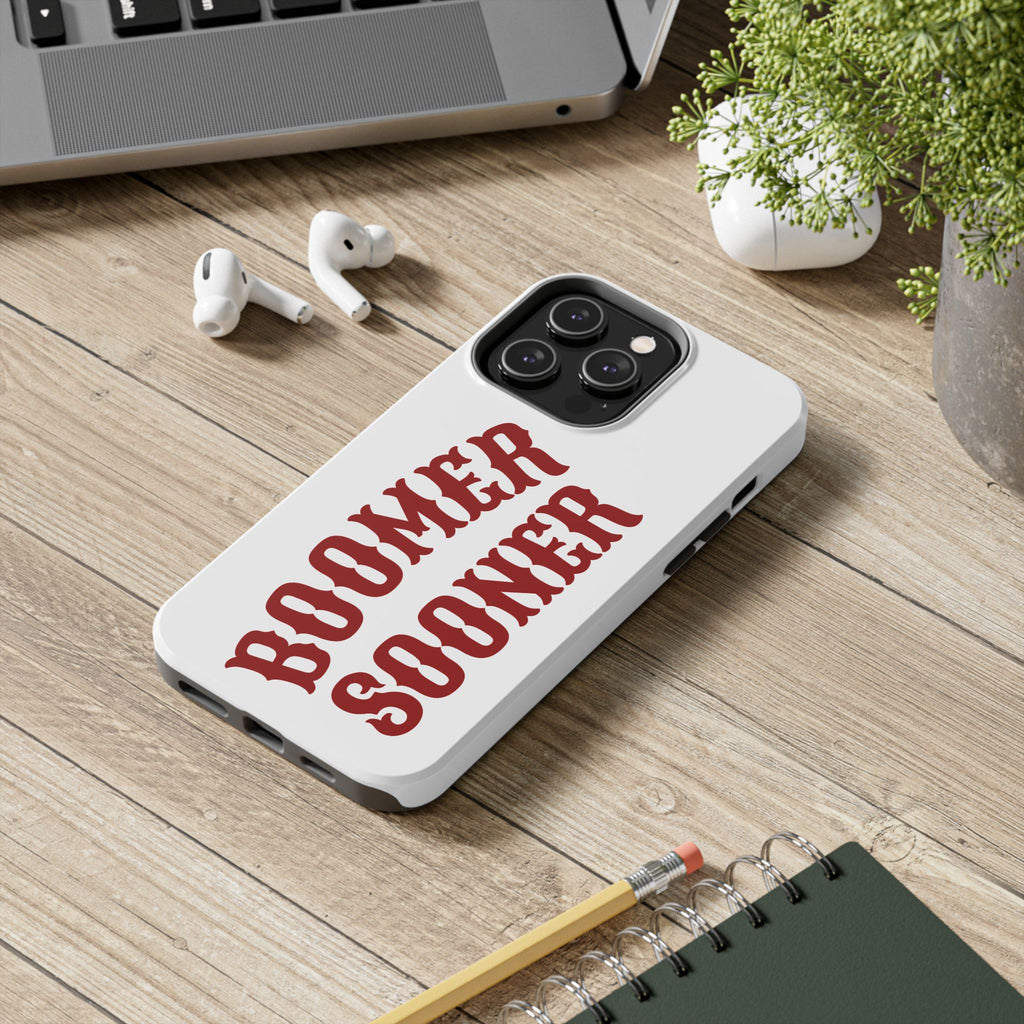 Boomer Sooner Tough Phone Case — Oklahoma Crimson Retro Text Protective Cover