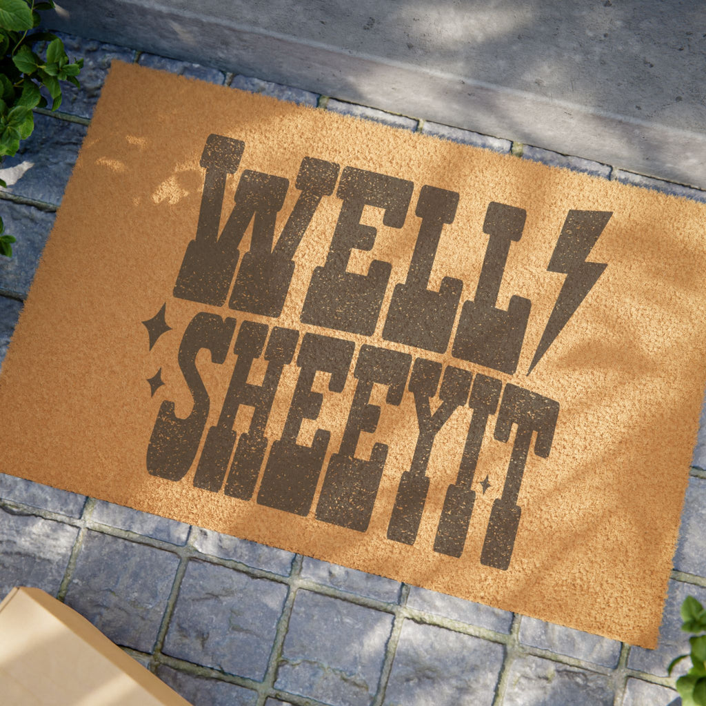 Doormat — 'Well Sh*t' Funny Welcome Coir Mat with Lightning Bolt (Humorous Entryway Gift)