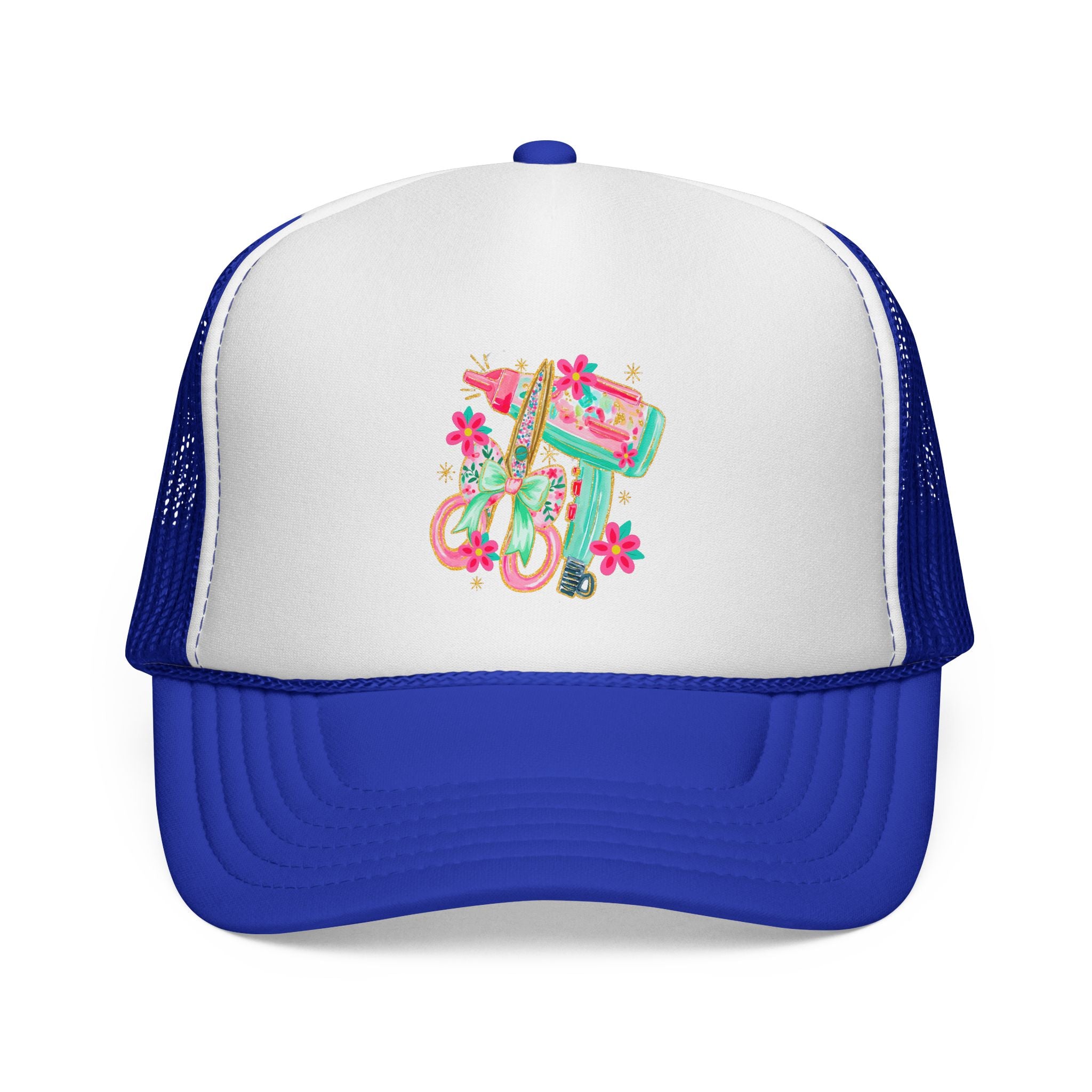 Trucker Cap — Floral Surfboard & Vintage Van Design