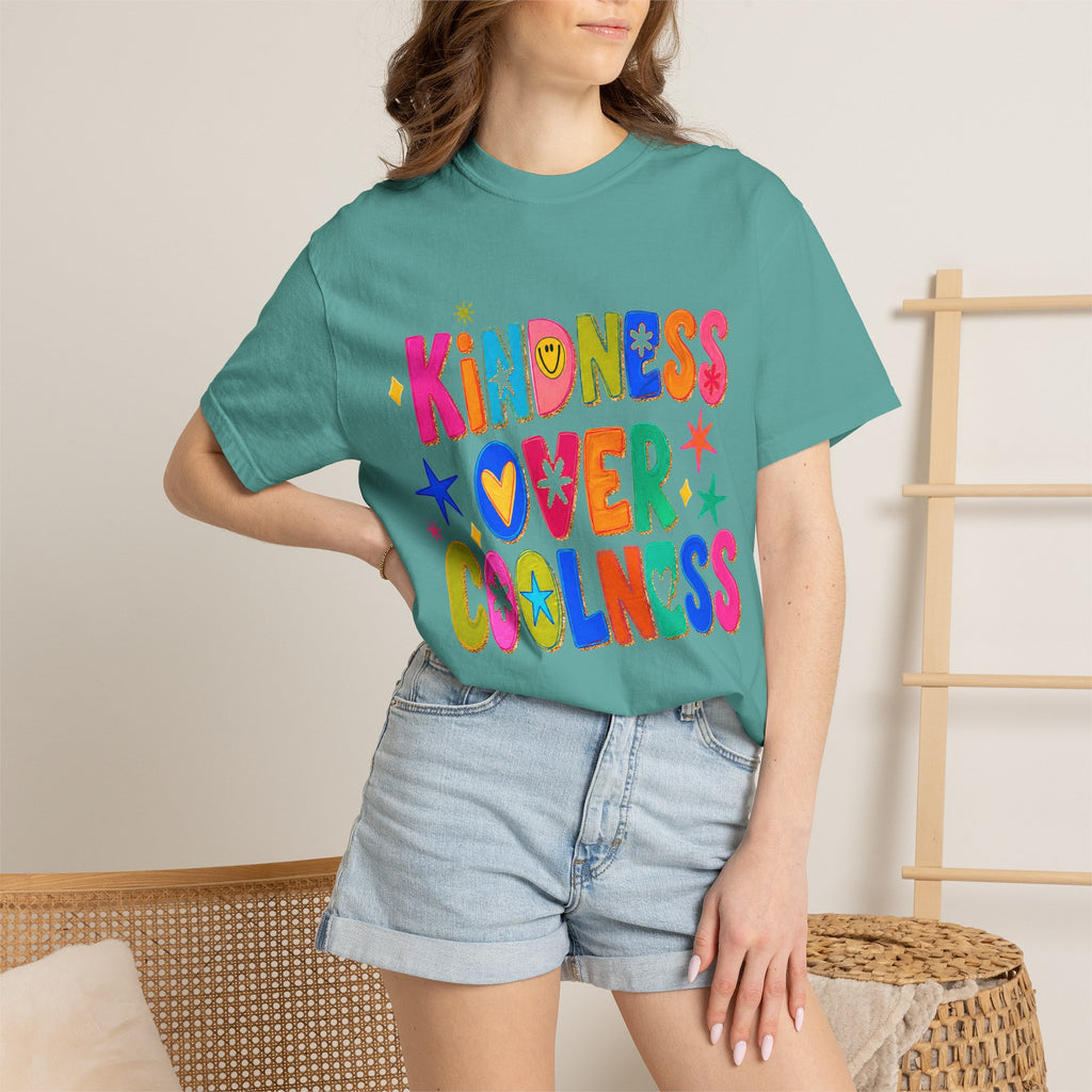 Kindness Over Coolness Graphic T-Shirt — Colorful Positive Message Tee
