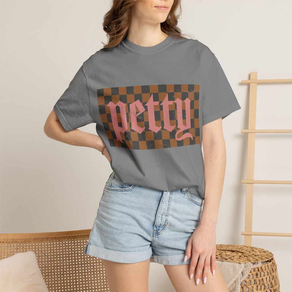 Pretty Checkerboard T-Shirt — Vintage Gothic Script Graphic Tee