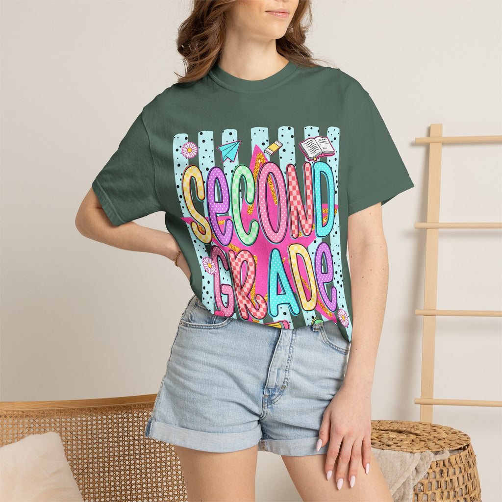 Second Grade T-Shirt — Cute Colorful School Tee for Teachers & Students