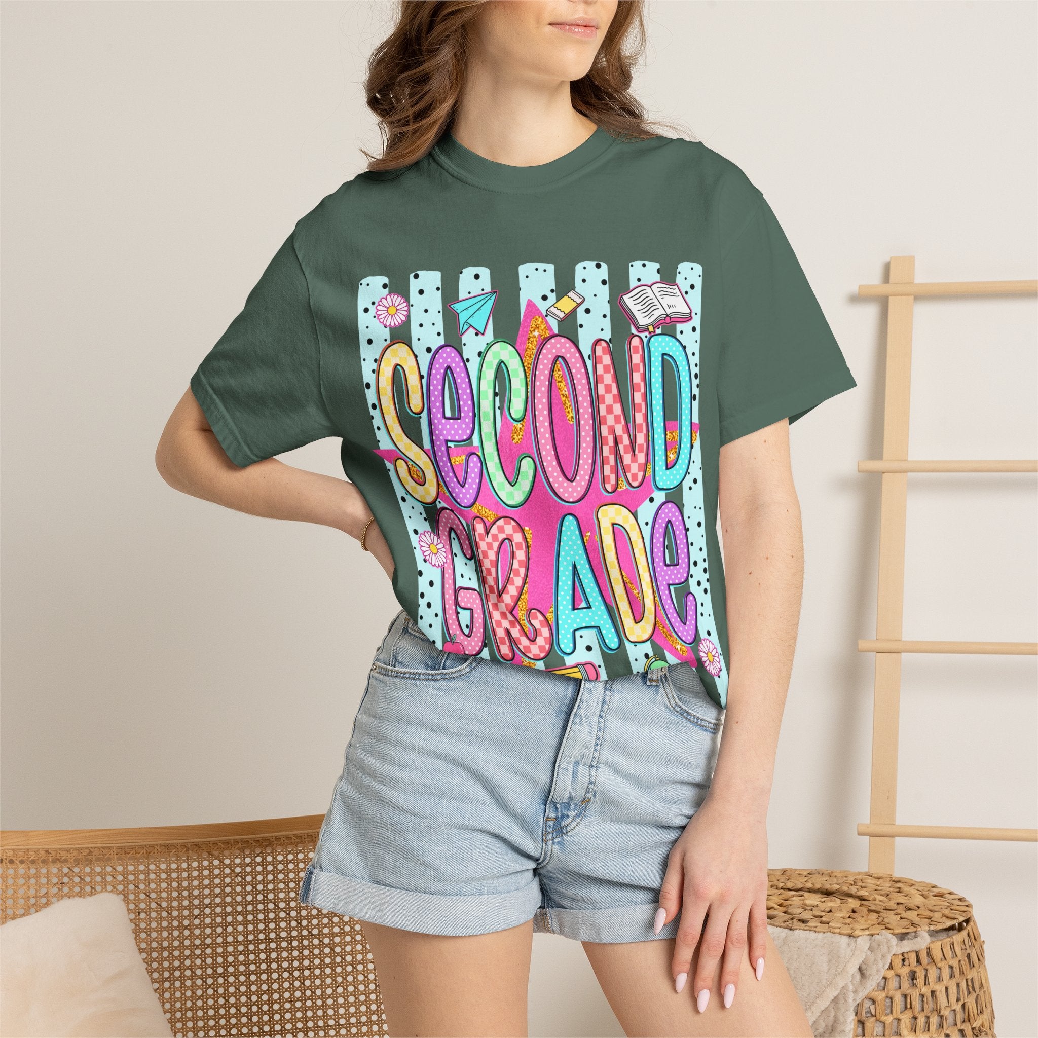 Second Grade T-Shirt — Cute Colorful School Tee for Teachers & Students