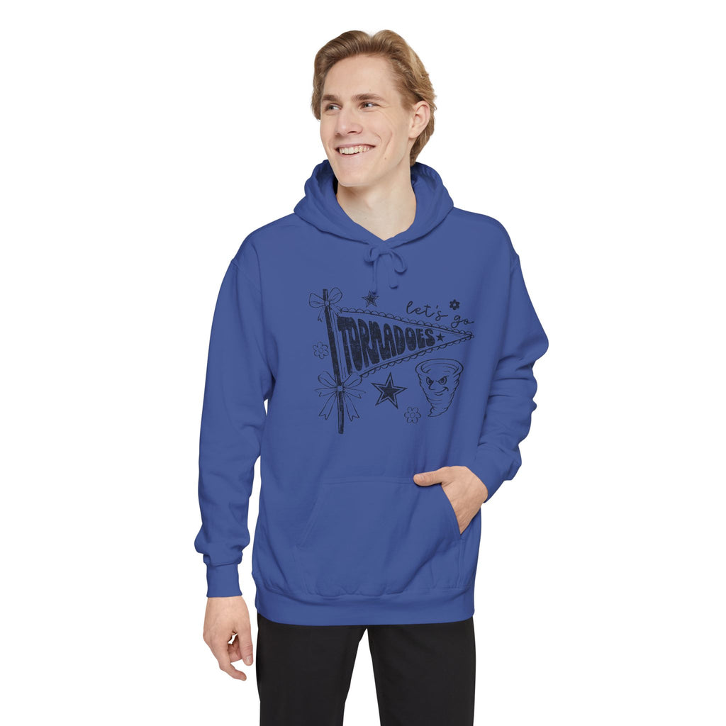 Tornadoes Graphic Hoodie — Retro Pennant Design with 'Let's Go' Text