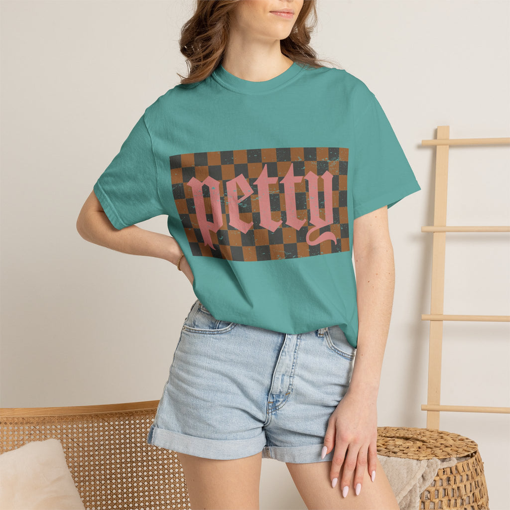 Pretty Checkerboard T-Shirt — Vintage Gothic Script Graphic Tee