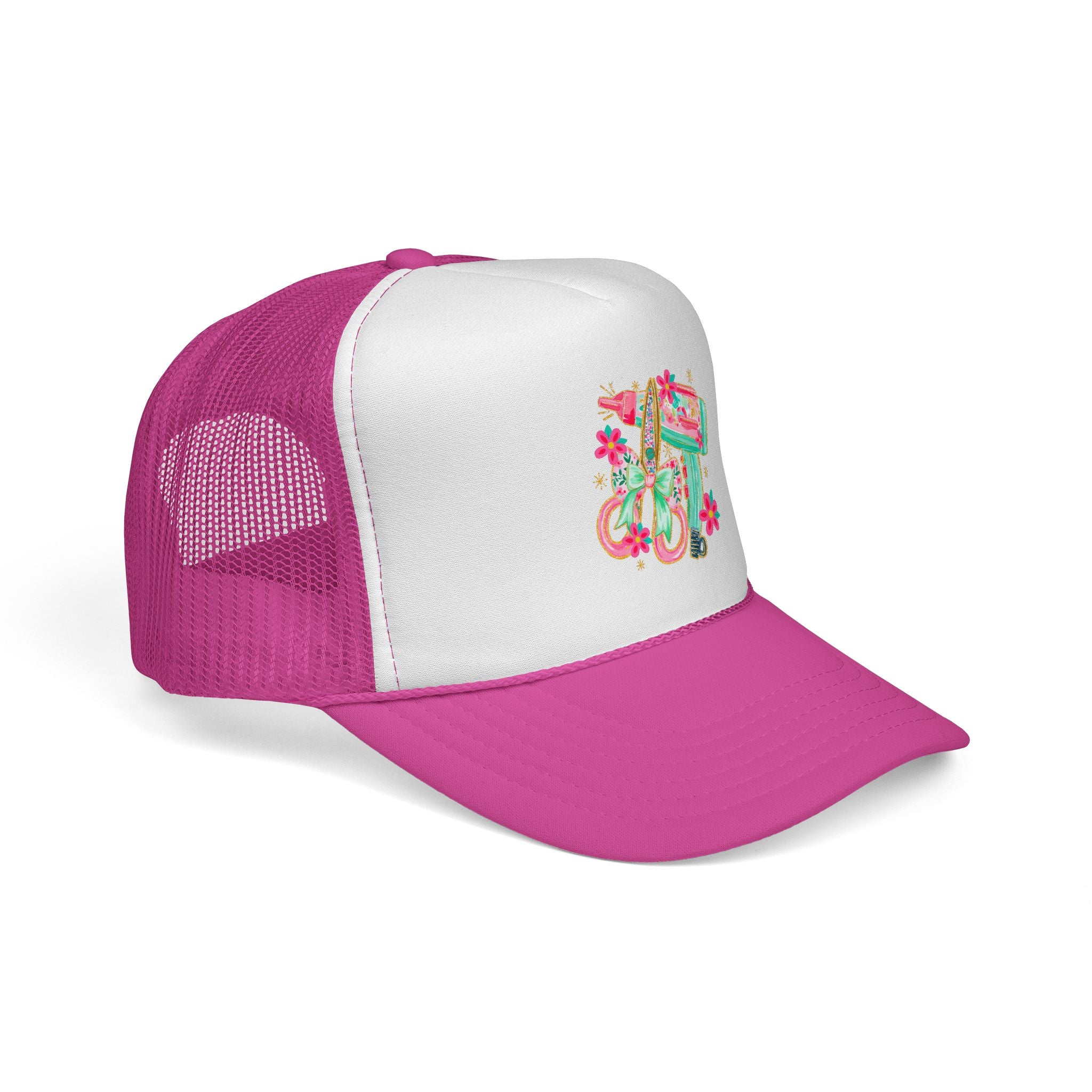 Trucker Cap — Floral Surfboard & Vintage Van Design