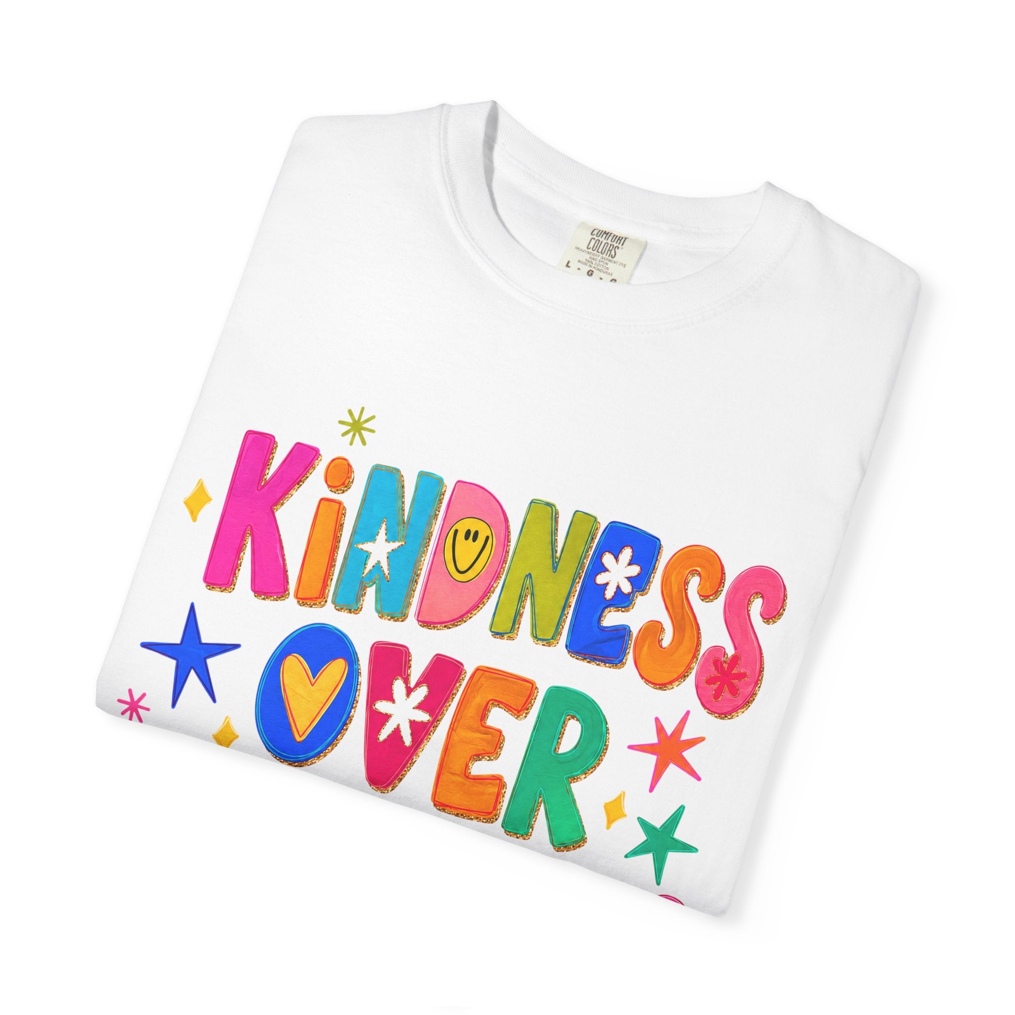 Kindness Over Coolness Graphic T-Shirt — Colorful Positive Message Tee
