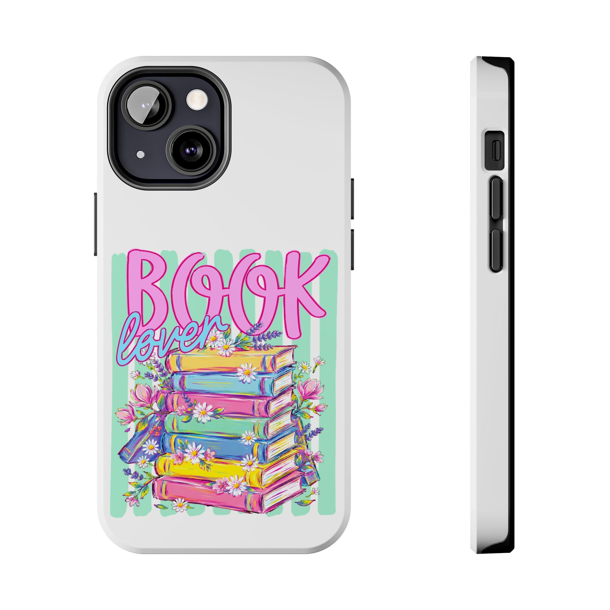 Book Lover Tough Phone Case — Colorful Stack of Books Floral Design
