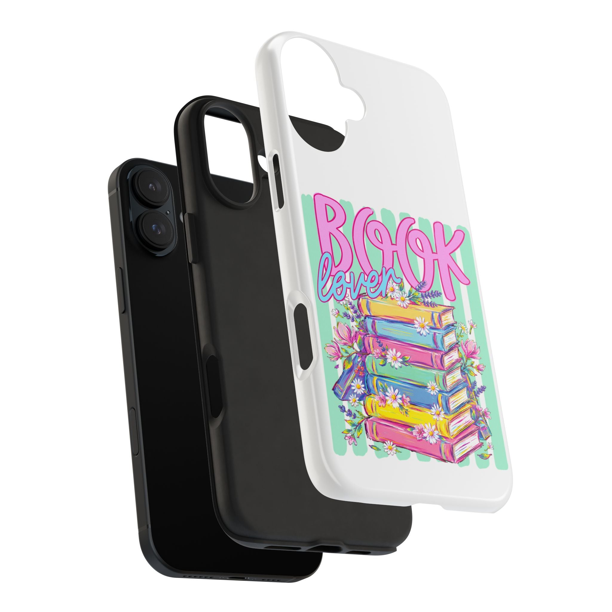 Book Lover Tough Phone Case — Colorful Stack of Books Floral Design
