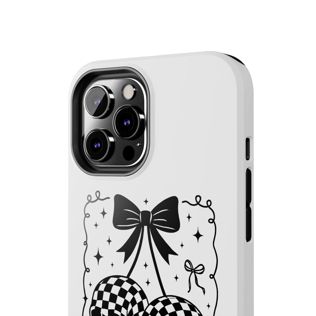 Skull Bow Phone Case - Checkerboard Gothic Tough Phone Case